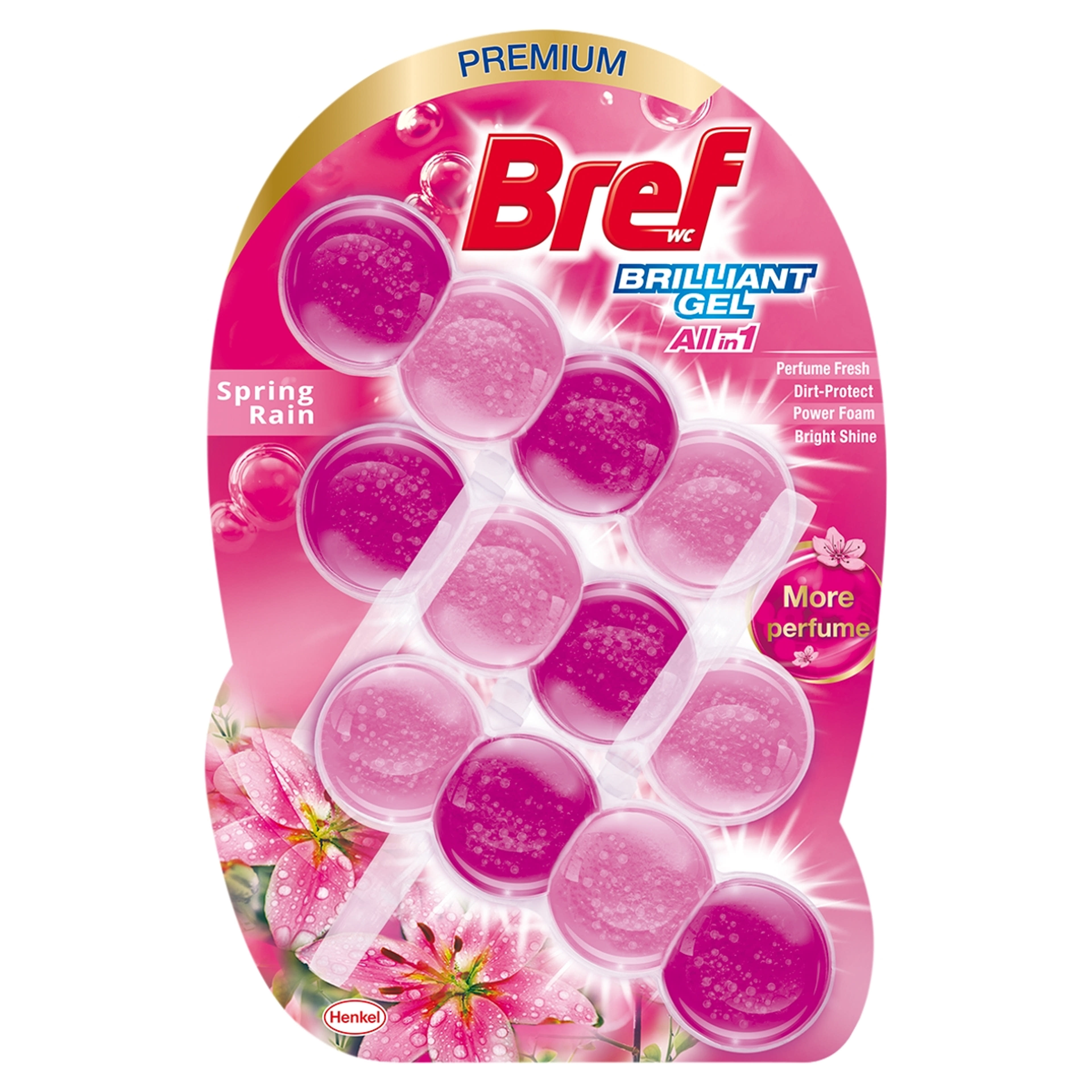 Bref Brilliant Gel Spring Rain WC illatosító (3x42 g) - 126 g