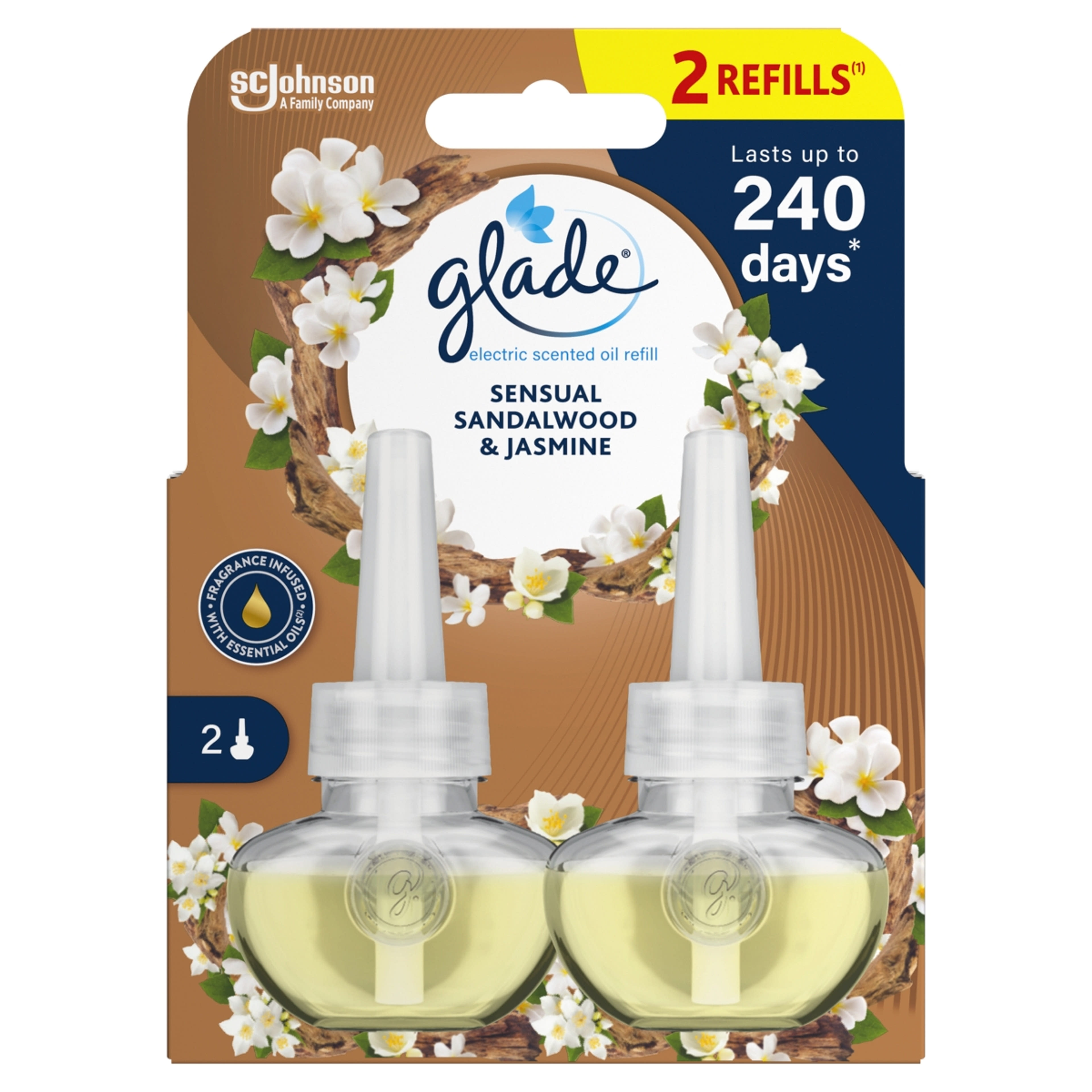 Glade Sensual Sandalwood & Jasmine elektromos légfrissítő készülék utántöltő 2x20 ml - 40 ml