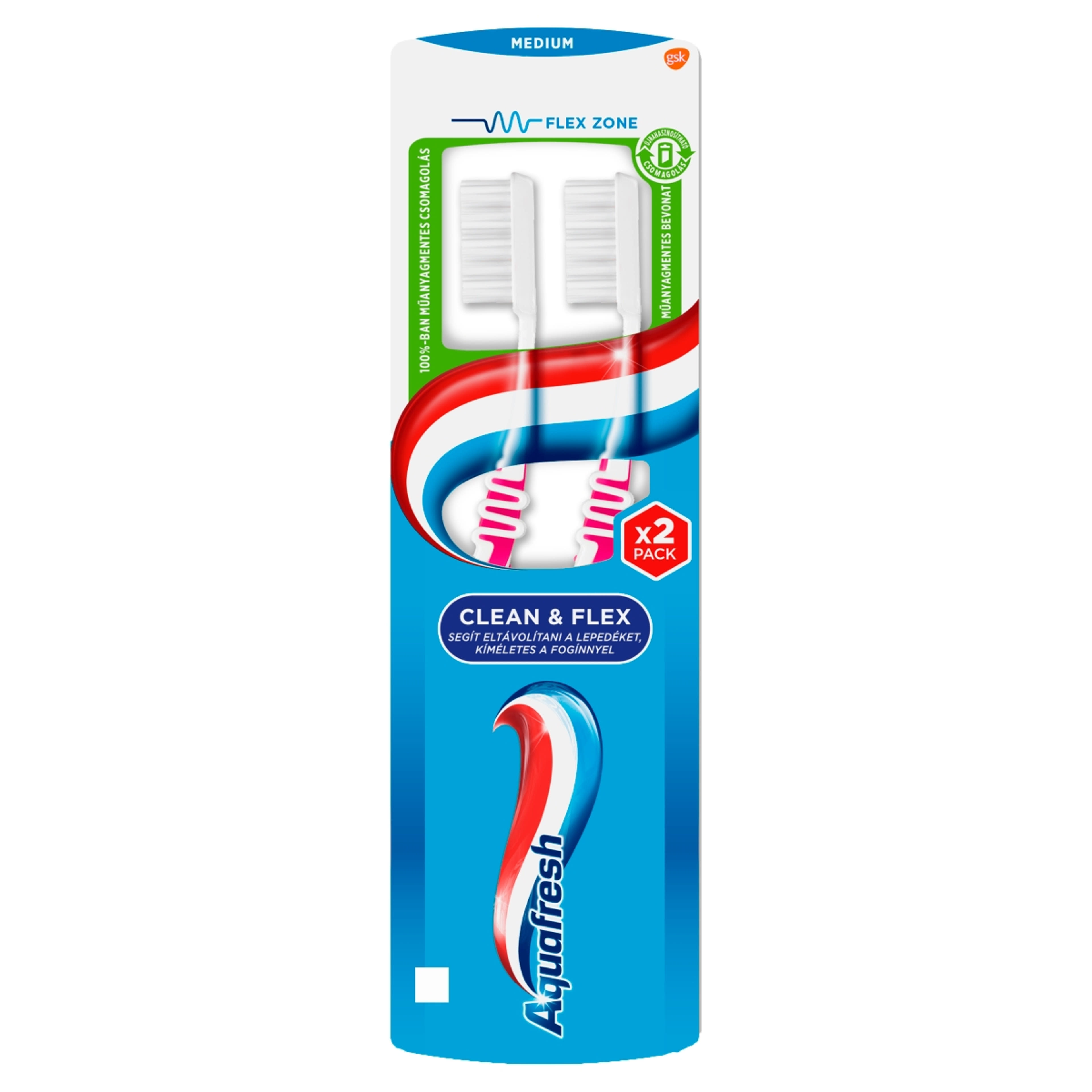 Aquafresh  Clean & Flex duopack fogkefe közepesen erős sörtékkel - 2 db