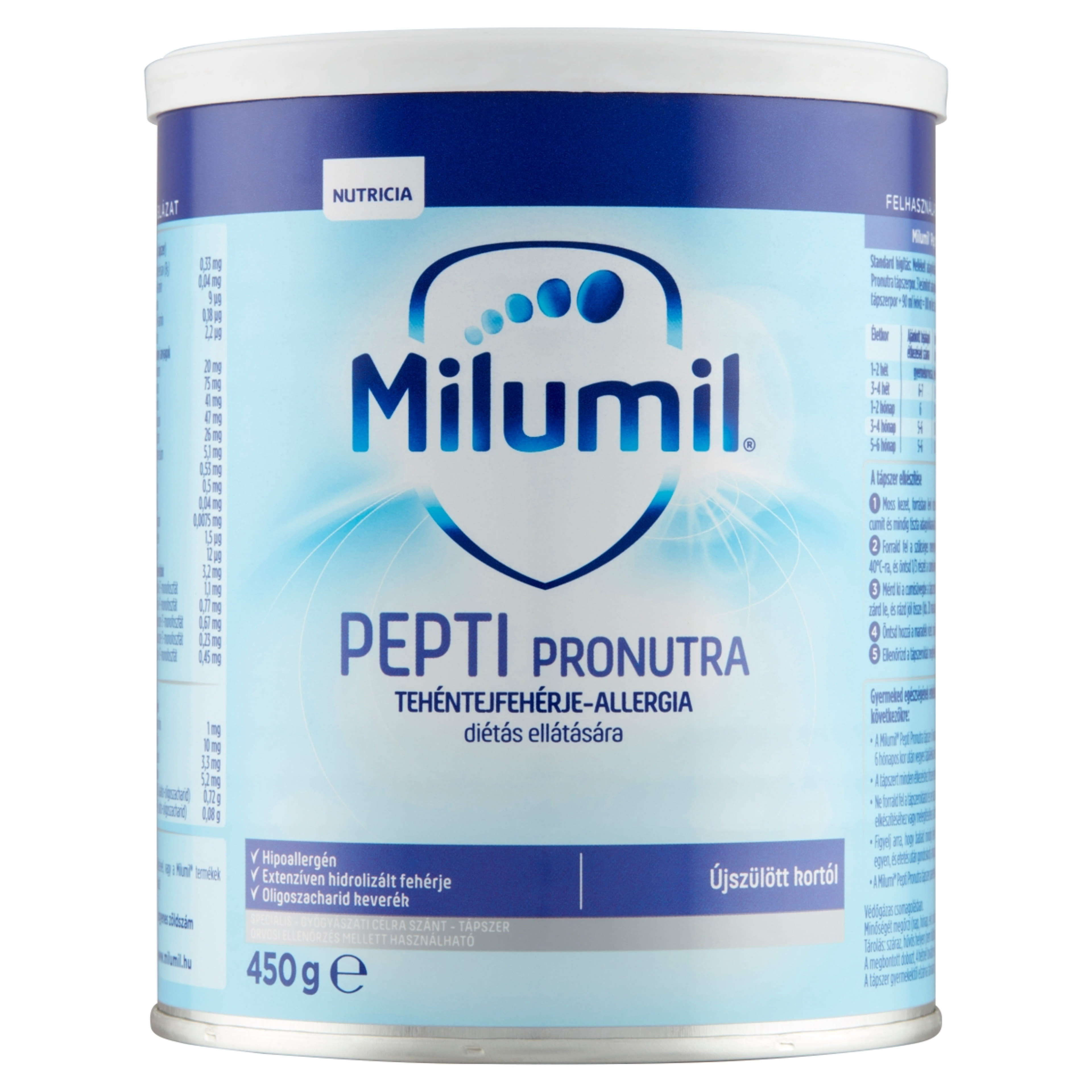 Milumil Pepti Pronutra speciális gyógyászati célra szánt tápszer 0 hónapos kortól - 450 g-1