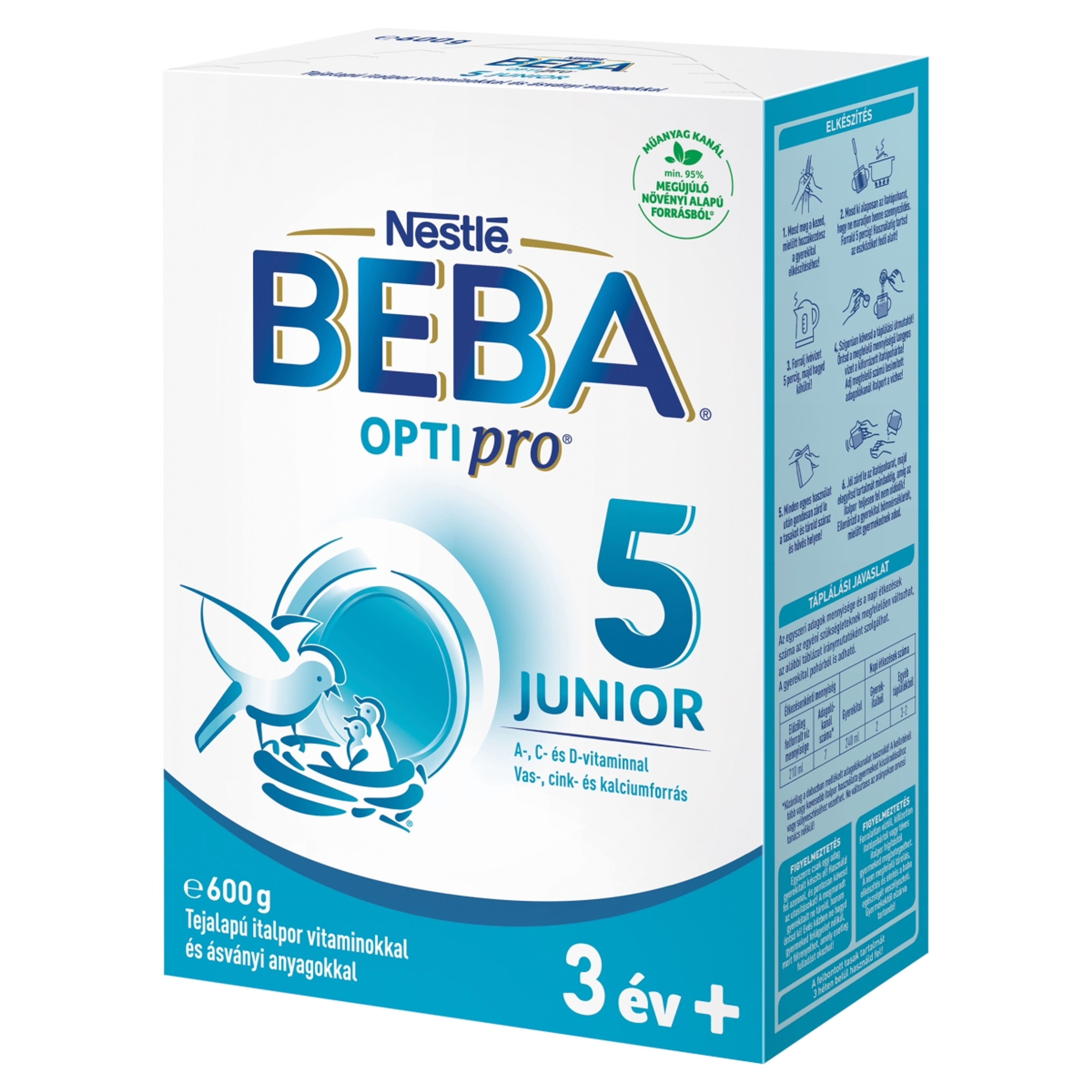 Beba Optipro 5 Junior tejalapú italpor vitaminokkal és ásványi anyagokkal 36 hónapos kortól - 600 g-3