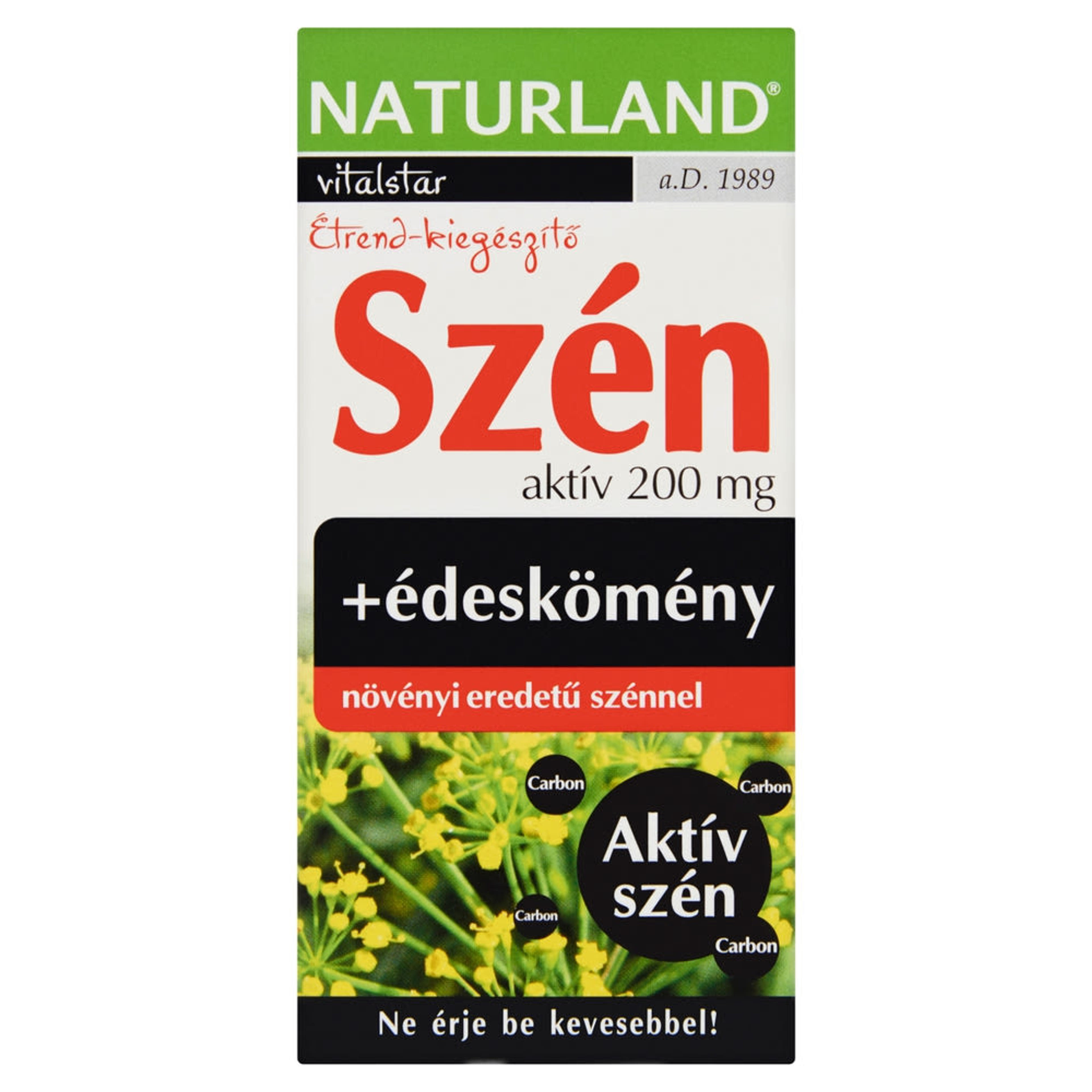 Naturland Aktív Szén+ Édeskömény kapszula - 30 db