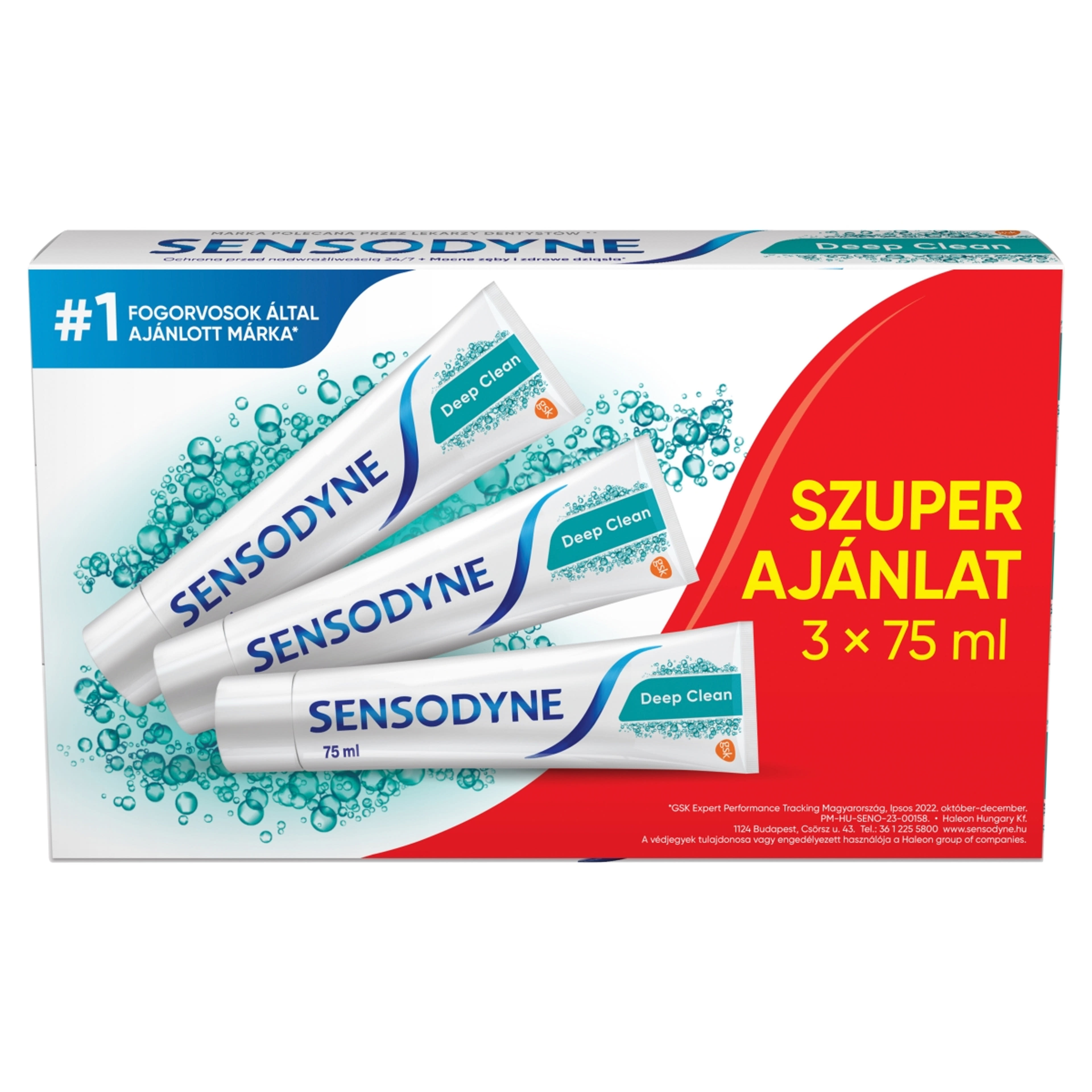 Sensodyne Deep Clean fogkrém Trio pack 3x75 ml - 225 ml