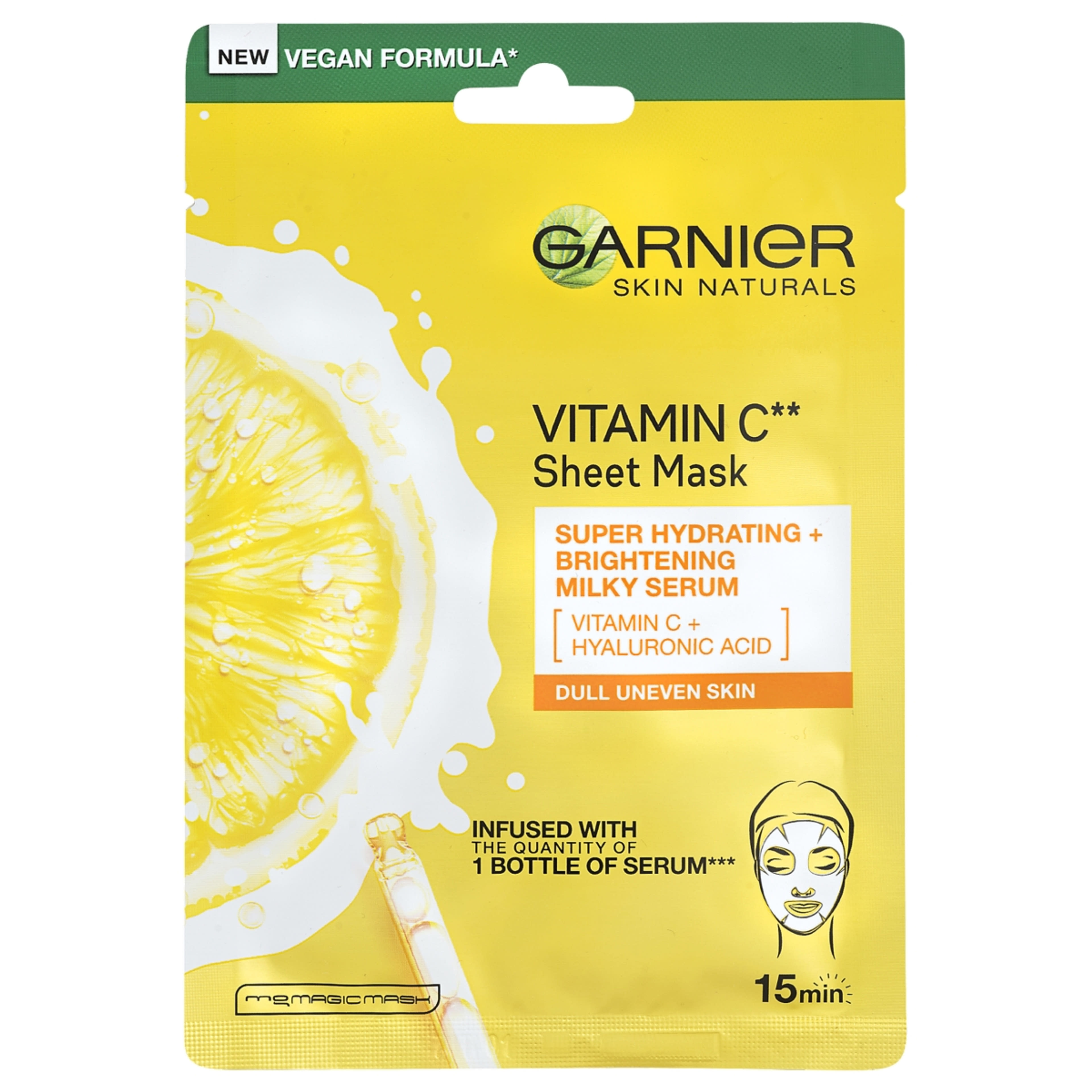 Garnier Skin Naturals szuper hidratáló és ragyogást adó textil maszk C-vitaminnal - 28 g-2
