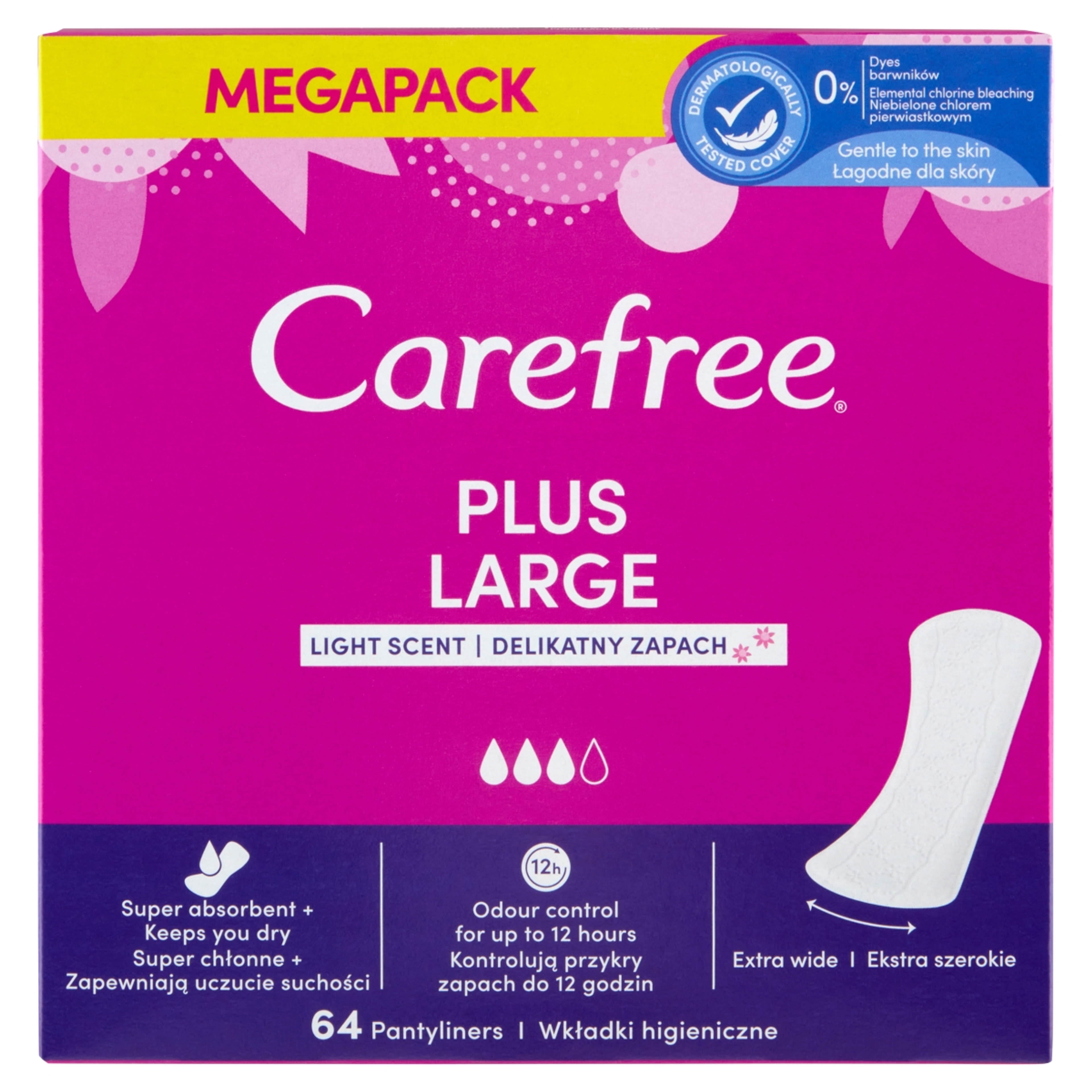 Carefree Plus Large tisztasági betét lágy illattal - 64 db-1