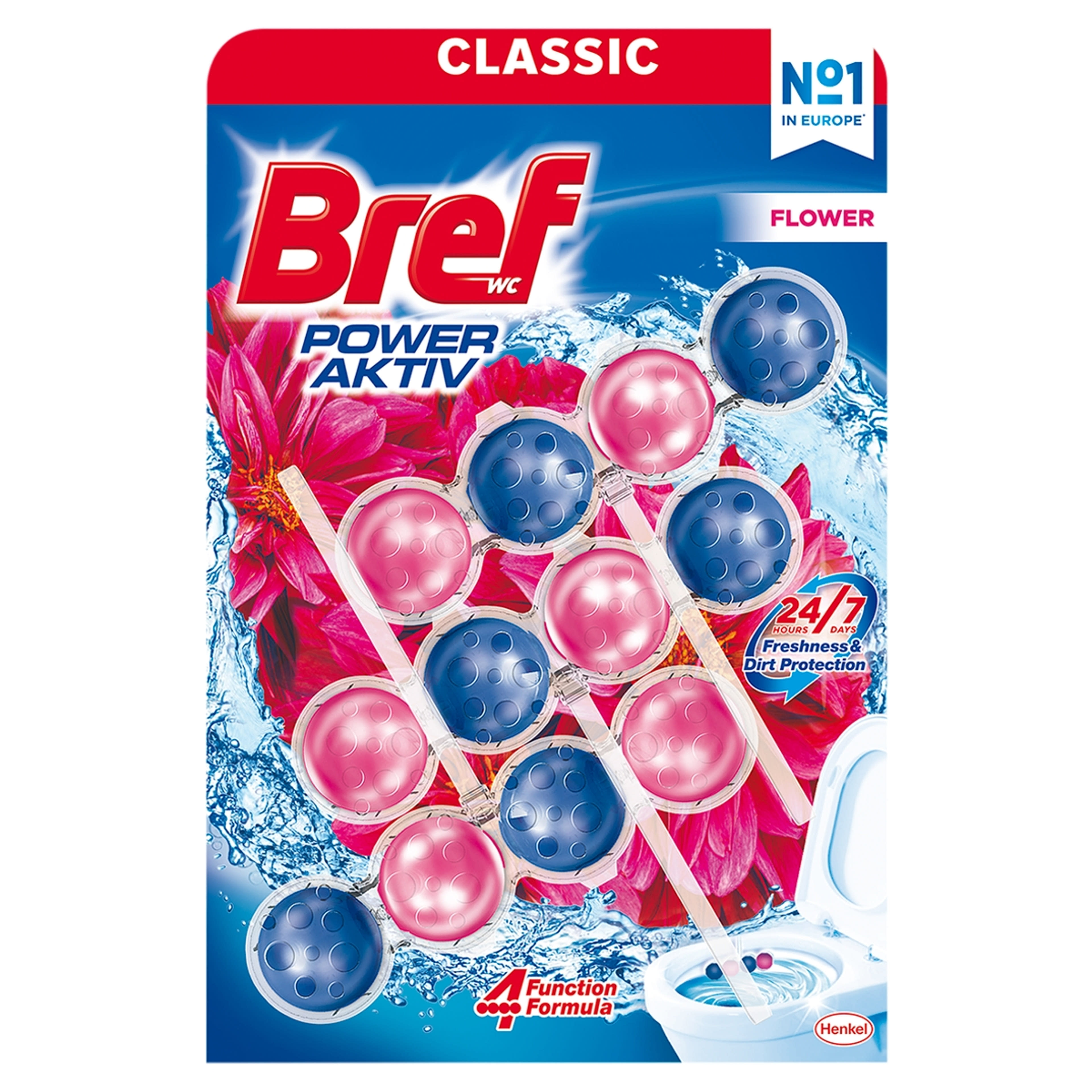 Bref Power Aktiv Fresh Flower WC illatosító (3x50 g) - 150 g