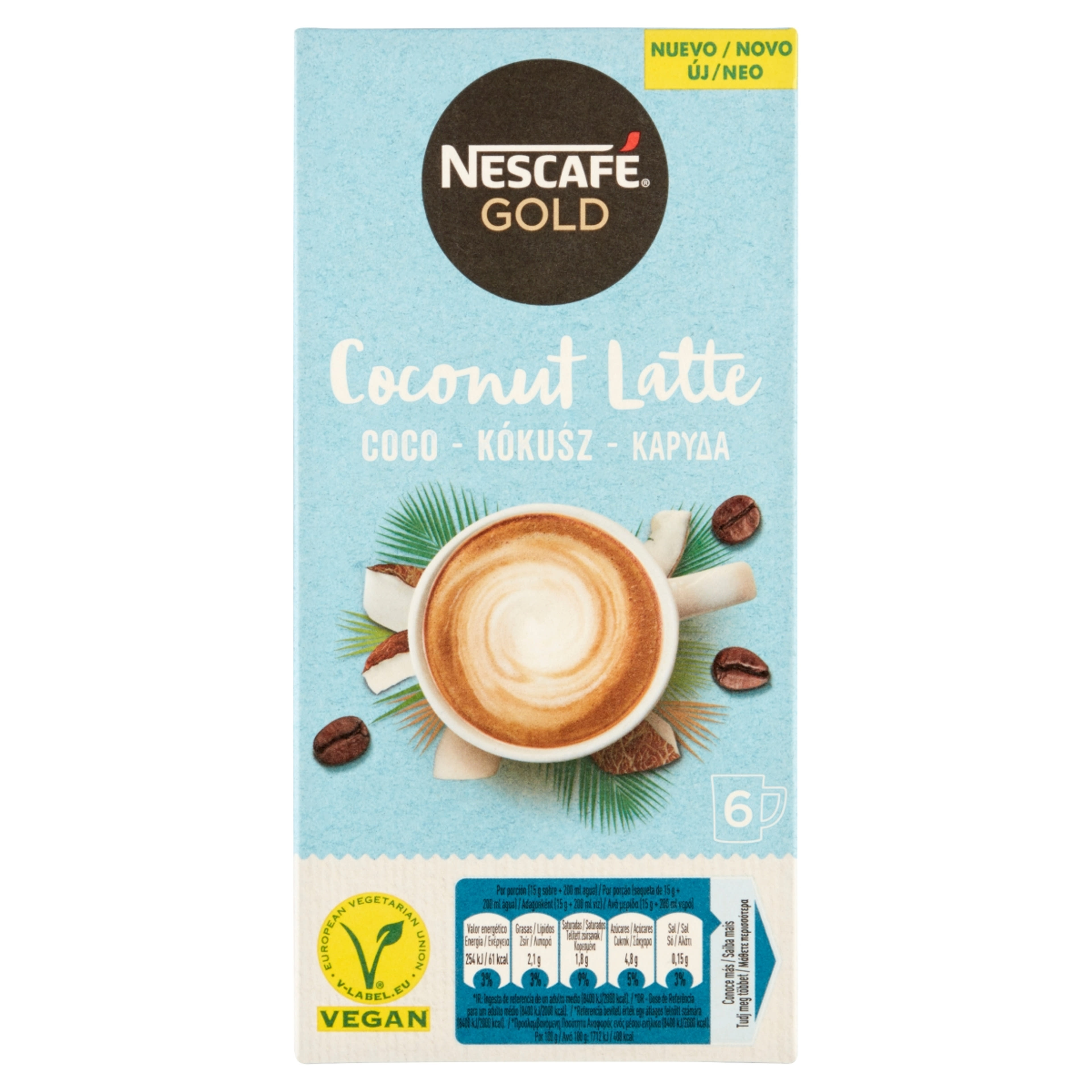 Nescafé Gold kókuszos latte vegán instant kávé - 6 db