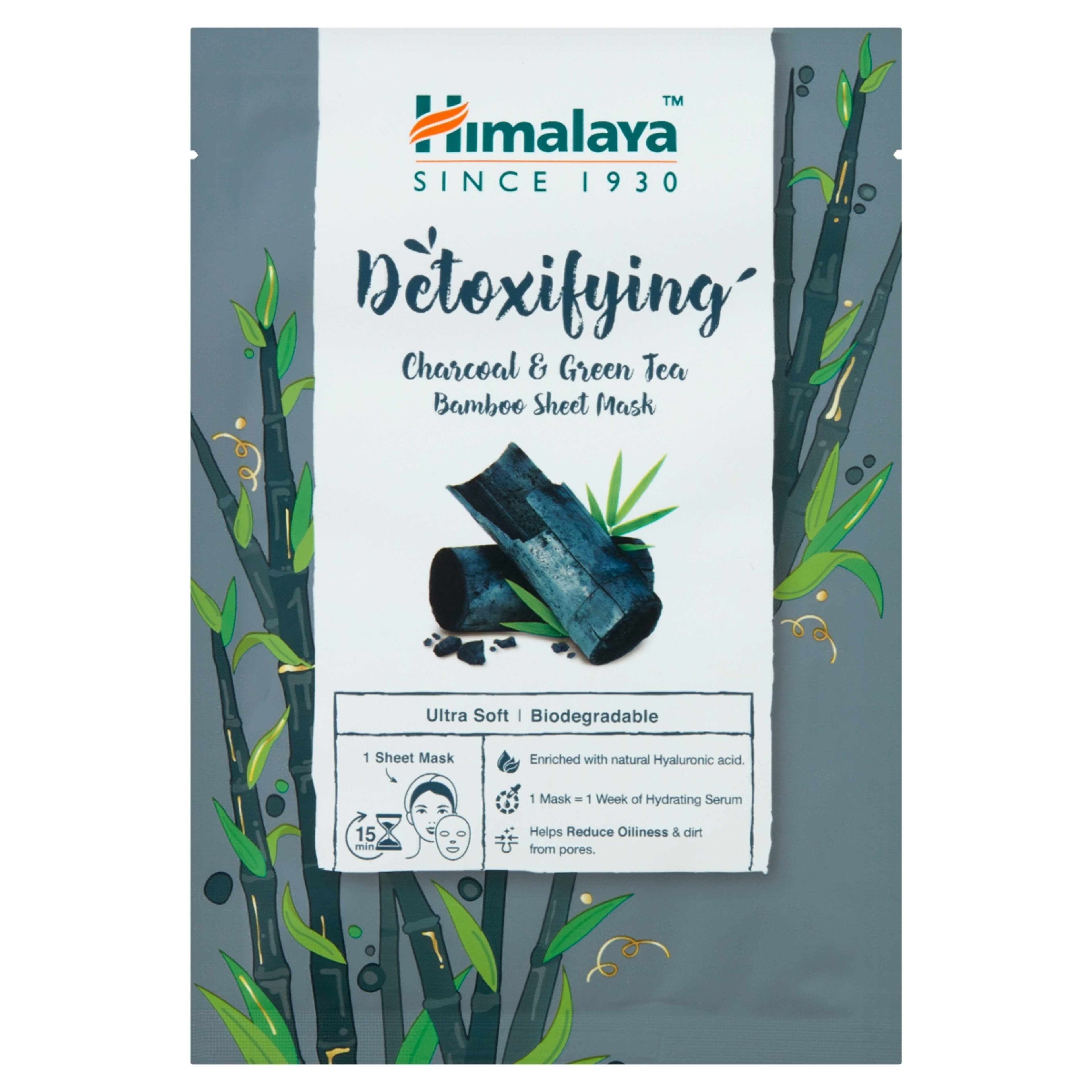 Himalaya méregtelenítő textil maszk aktív szén + zöld tea - 30 ml-1