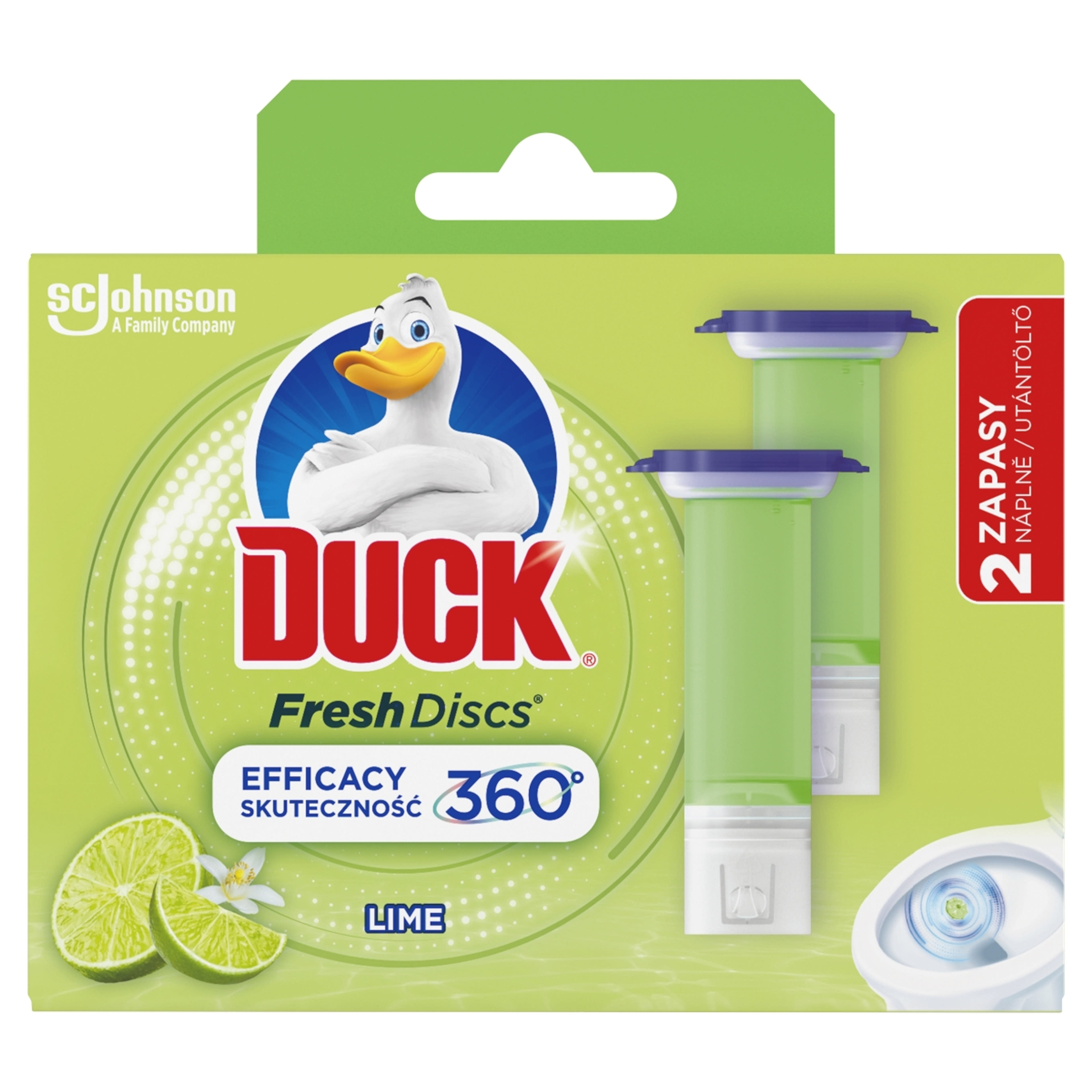 Duck Fresh Discs Duo Lime Illattal WC-Öblítő Korong Utántöltő (2x36 ml) - 72 ml-1