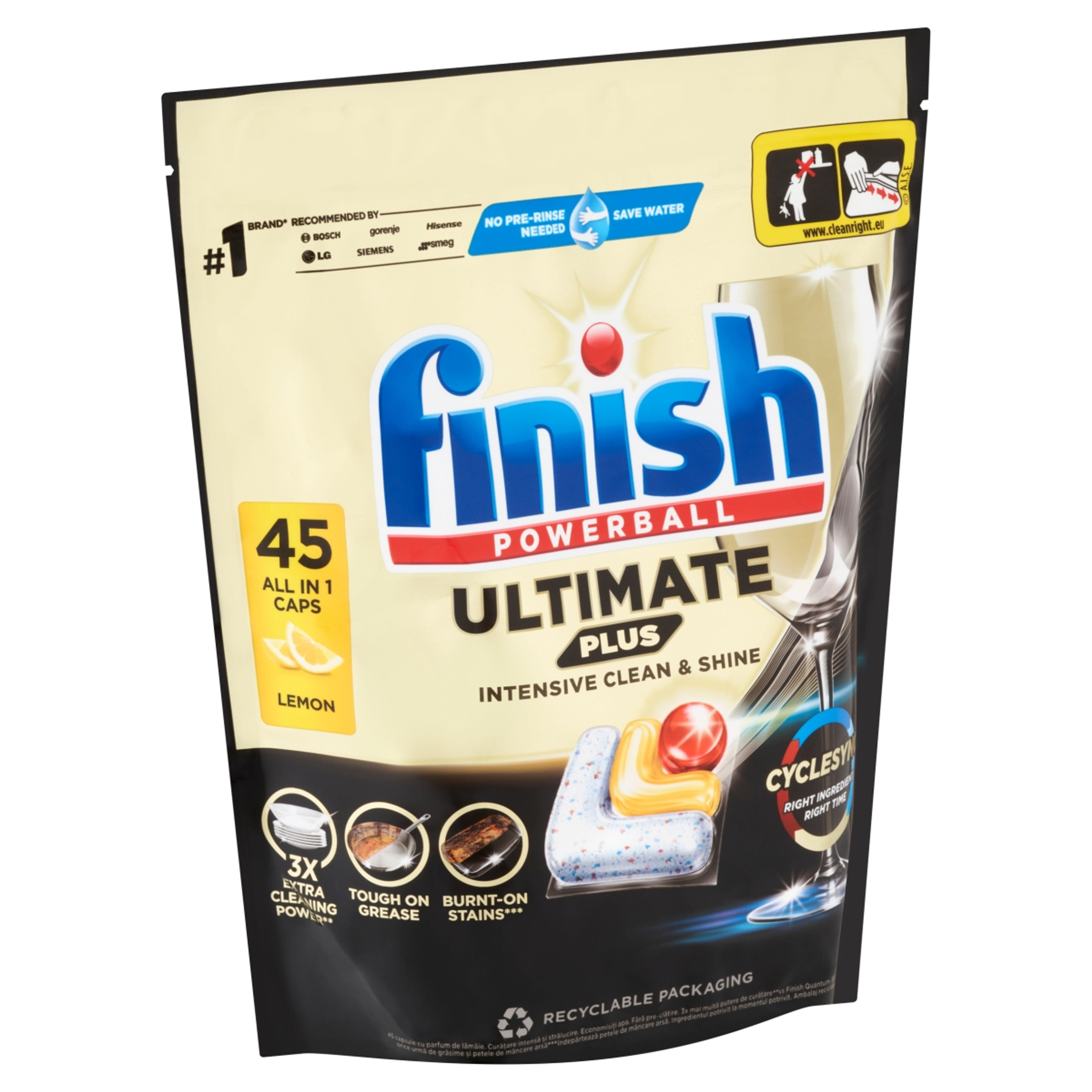 Finish Powerball Ultimate Plus All in 1 Citrom mosogatógép kapszula - 45 db-2