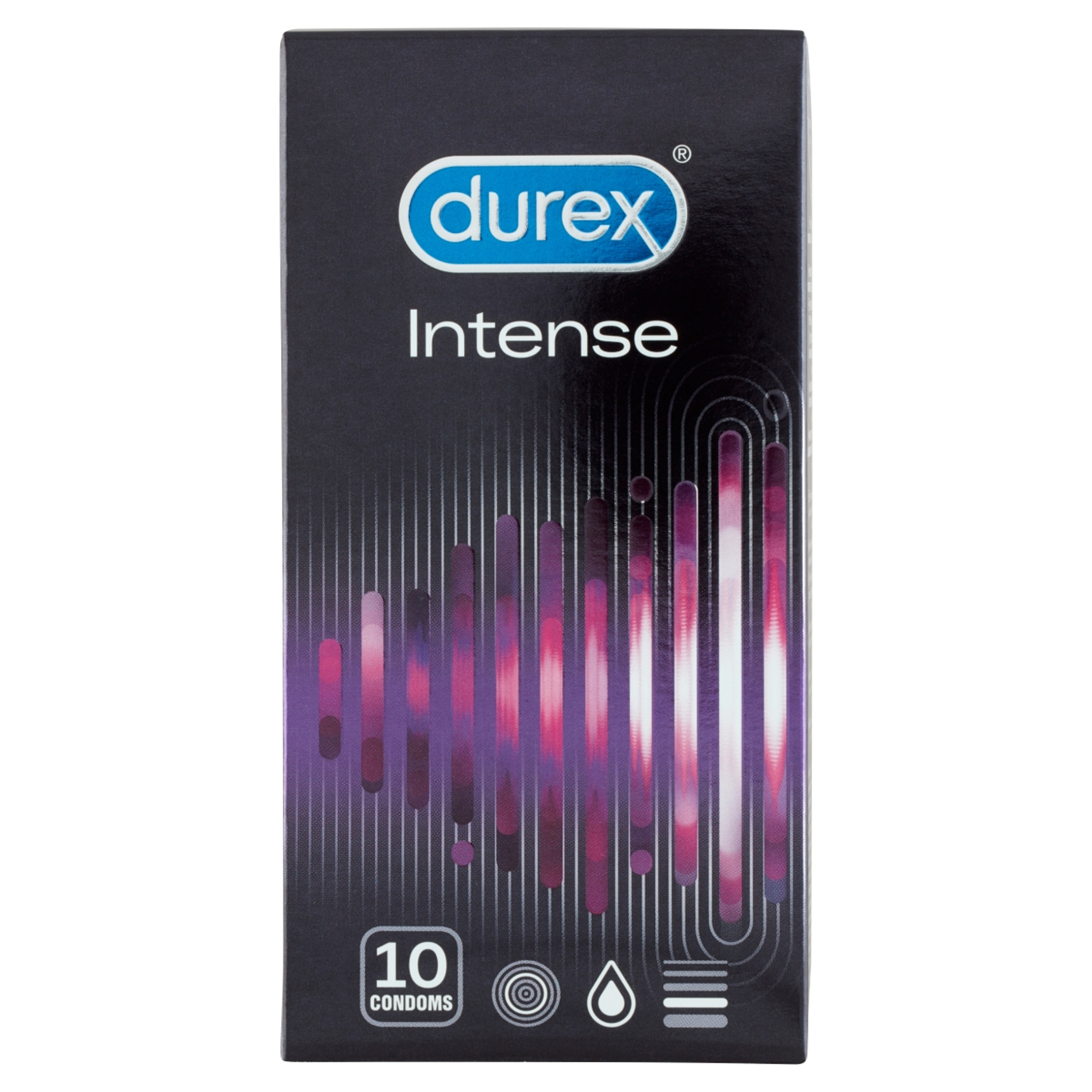 Durex Intense Orgasmic bordázott és pontozott óvszer stimuláló síkosítóval - 10 db