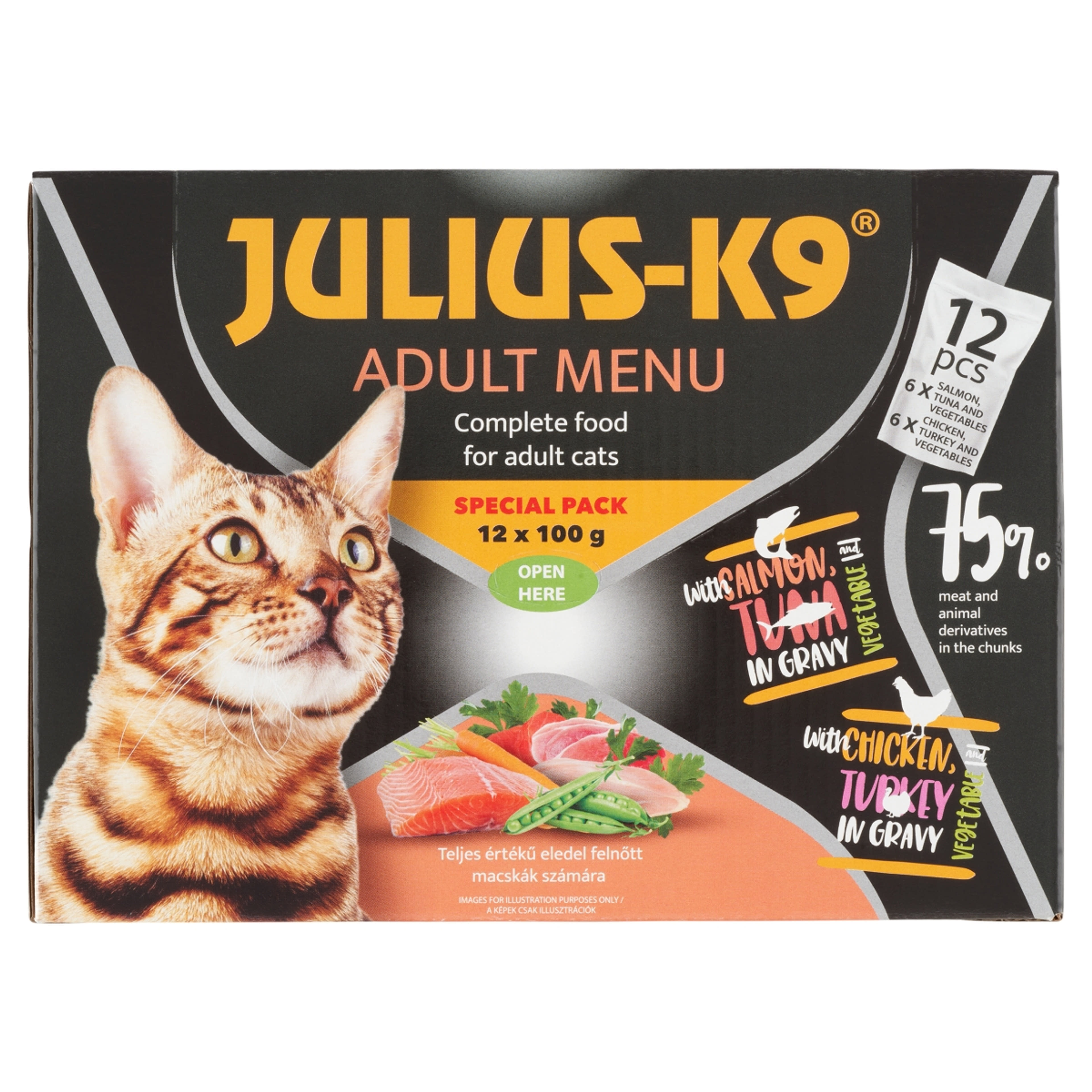 Julius-K9 teljes alutasak macskáknak lazaccal, tonhallal 12 x 100 g - 1200 g-1