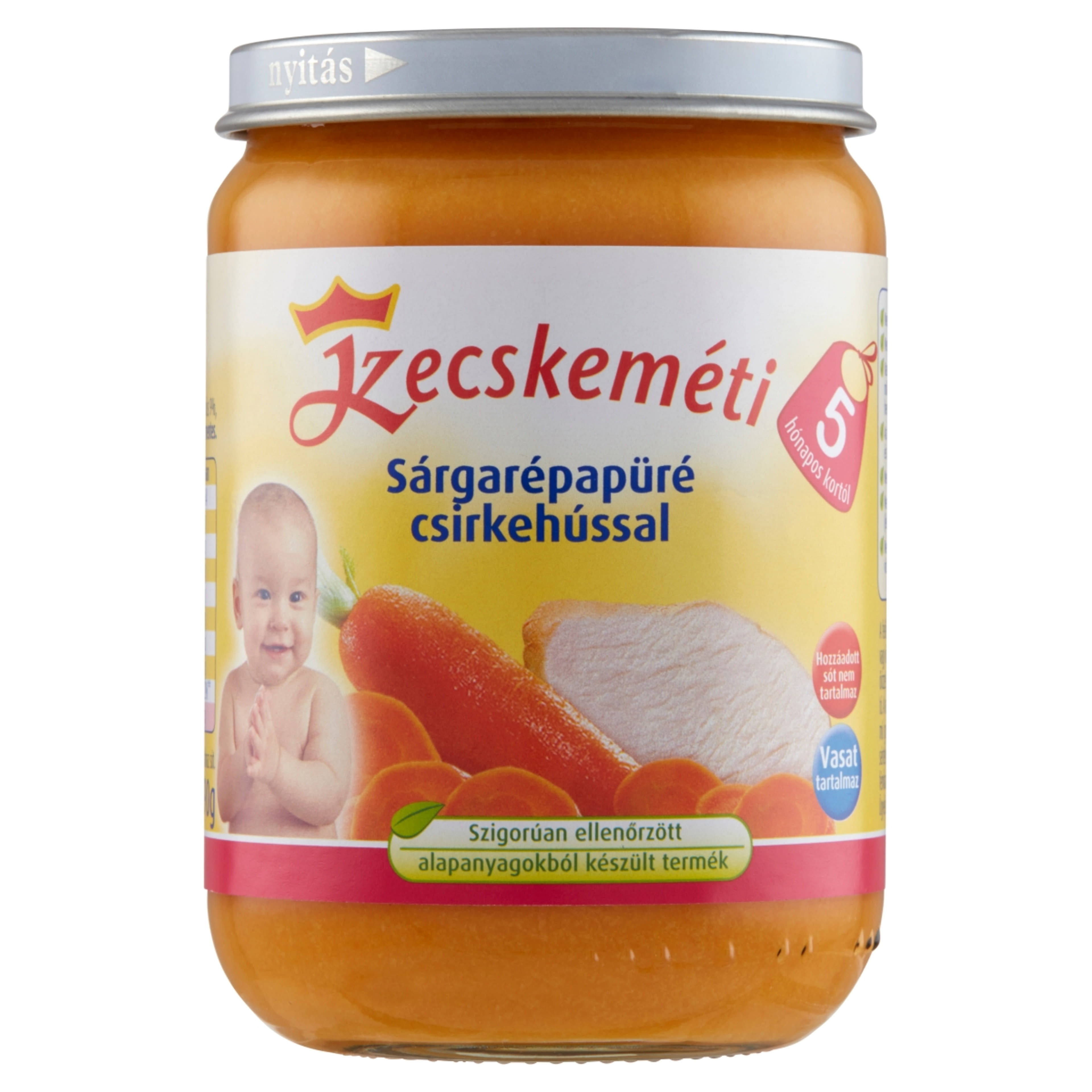 Kecskeméti Bébiétel Sárgarépa Csirkehús Ízesítéssel 5 Hónapos Kortól - 190 g-1