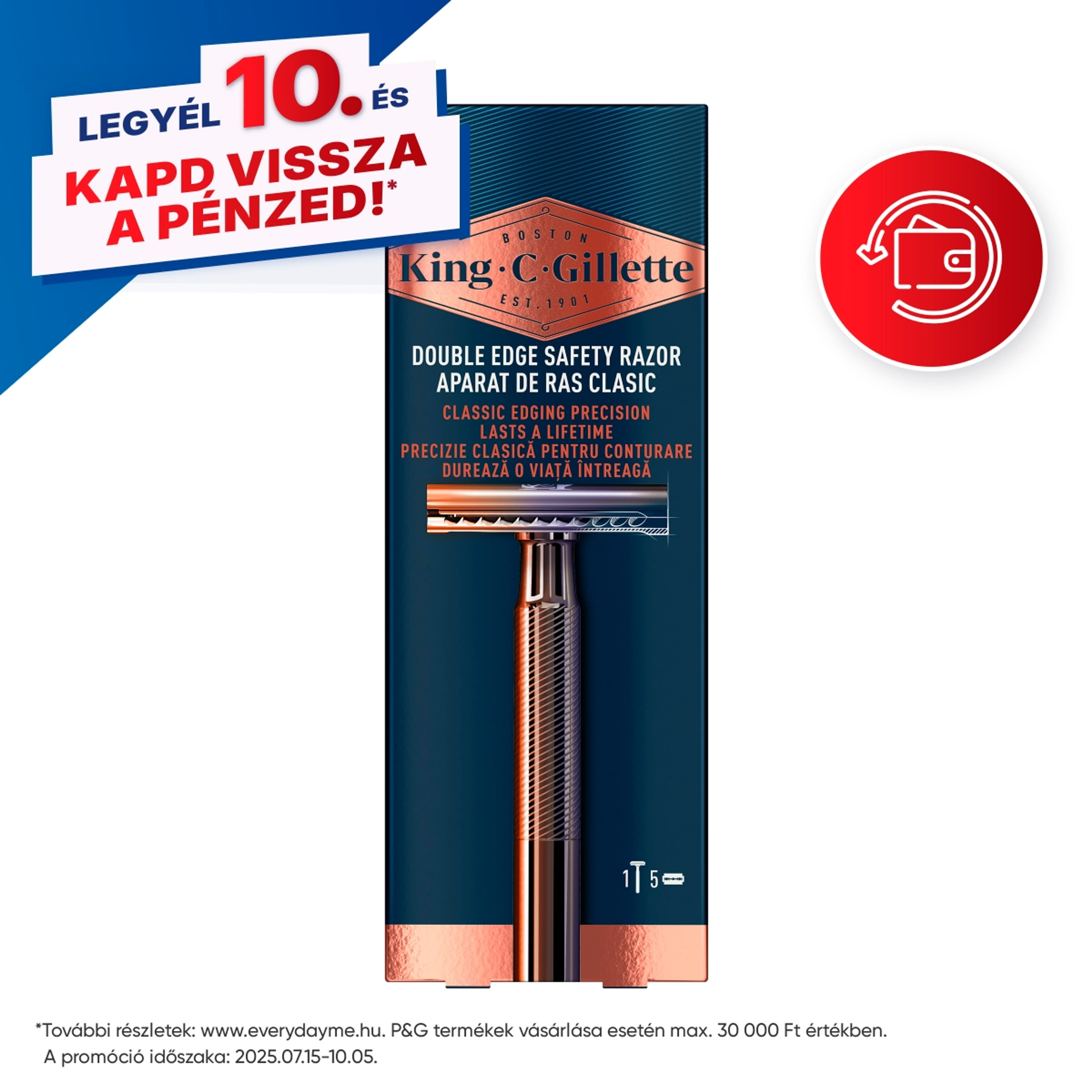 Gillette King C.Double Edge borotvakészülék+5 penge - 1 db