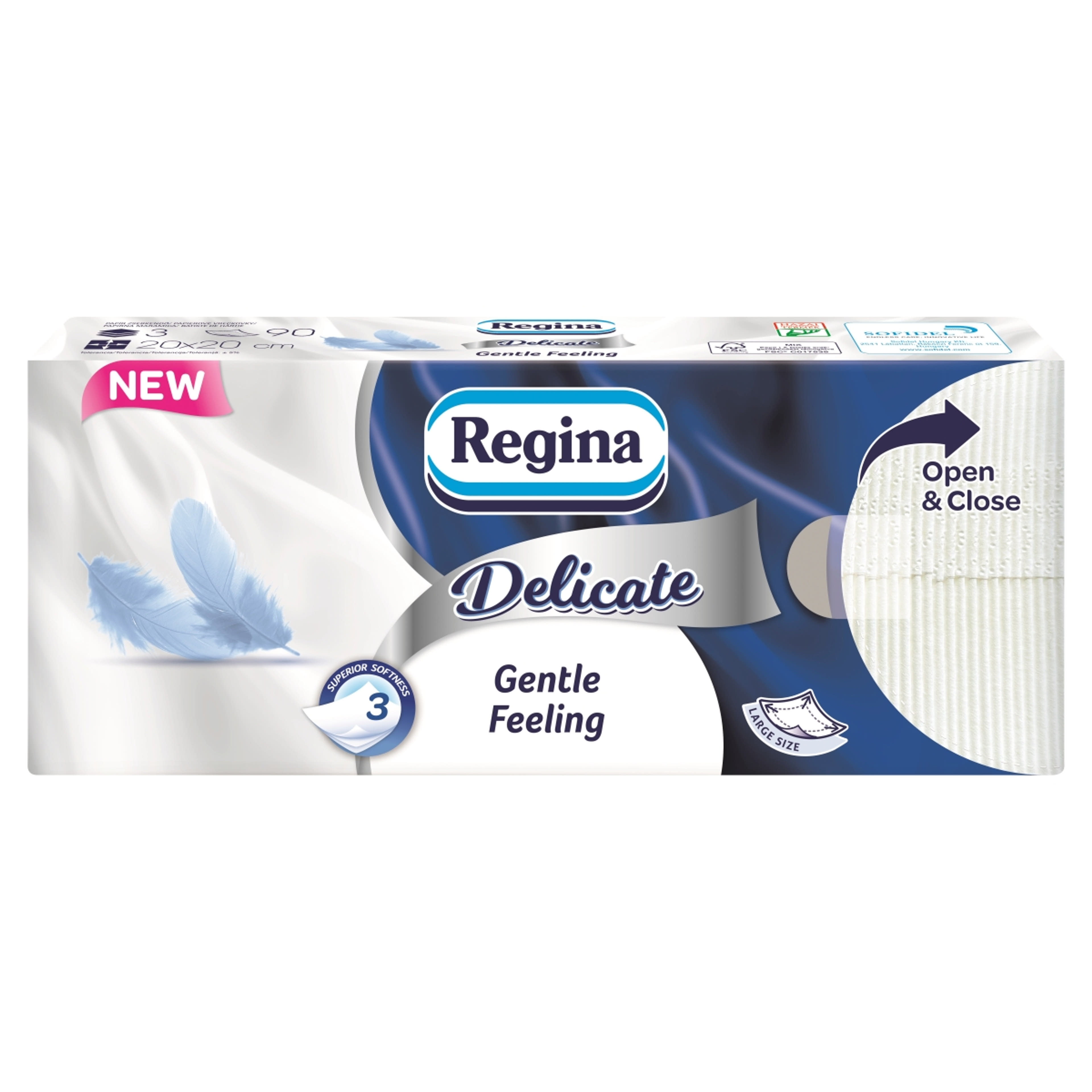 Regina Delicate Gentle papírzsebkendő 3 rétegű - 90 db-1
