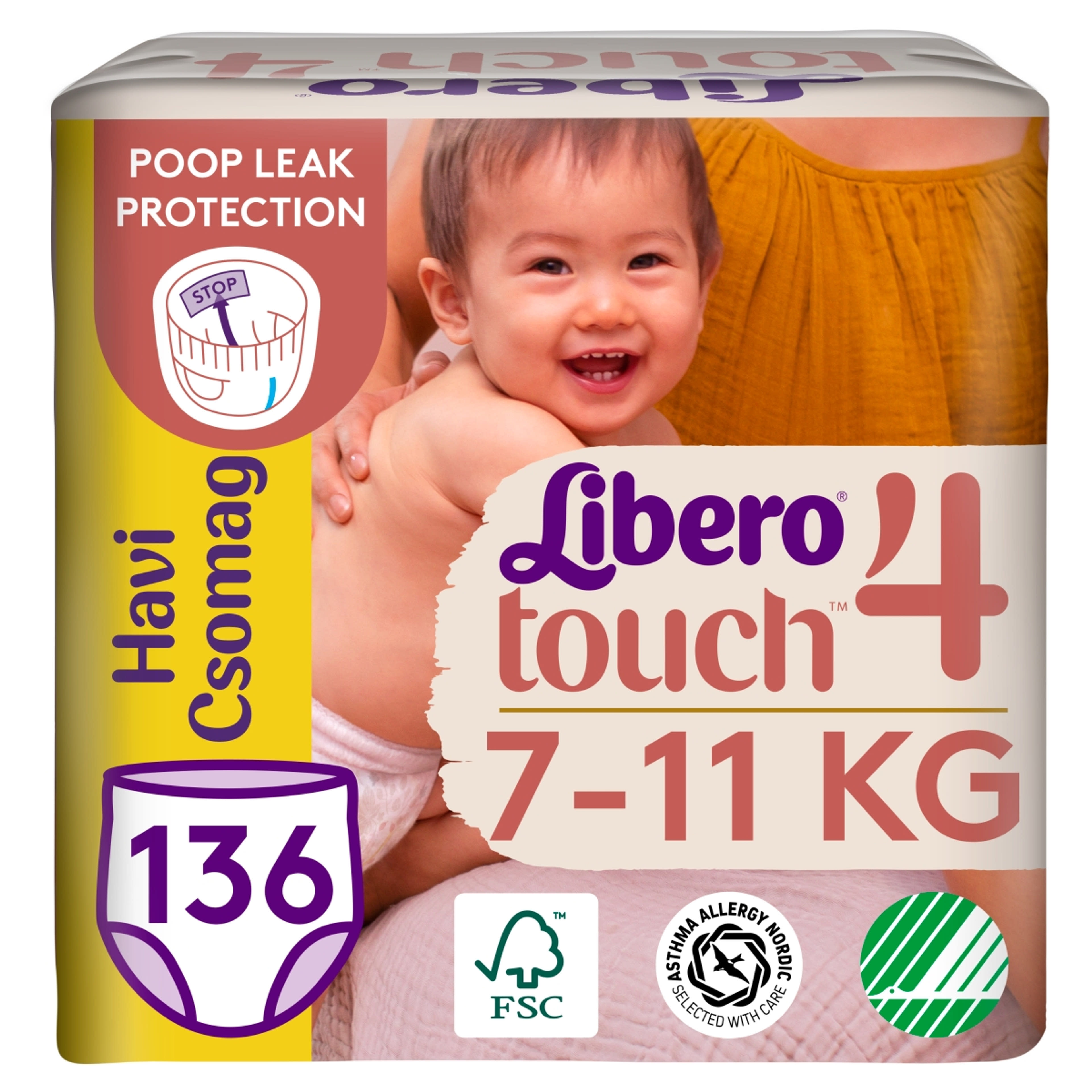 Libero Touch bugyipelenka, méret: 4, 7-11 kg - 136 db