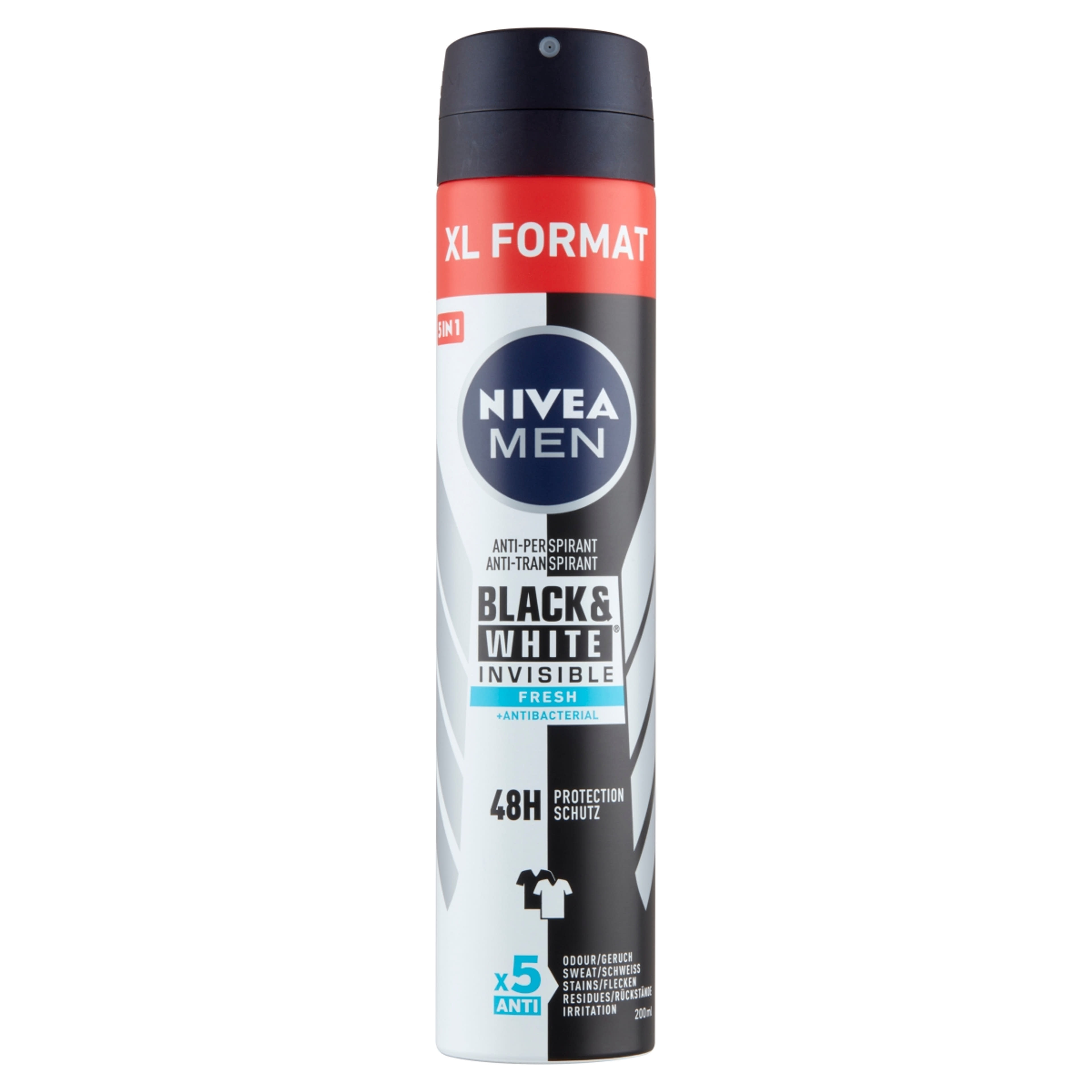 Nivea Men Black & White Invisible Fresh izzadásgátló dezodor - 200 ml