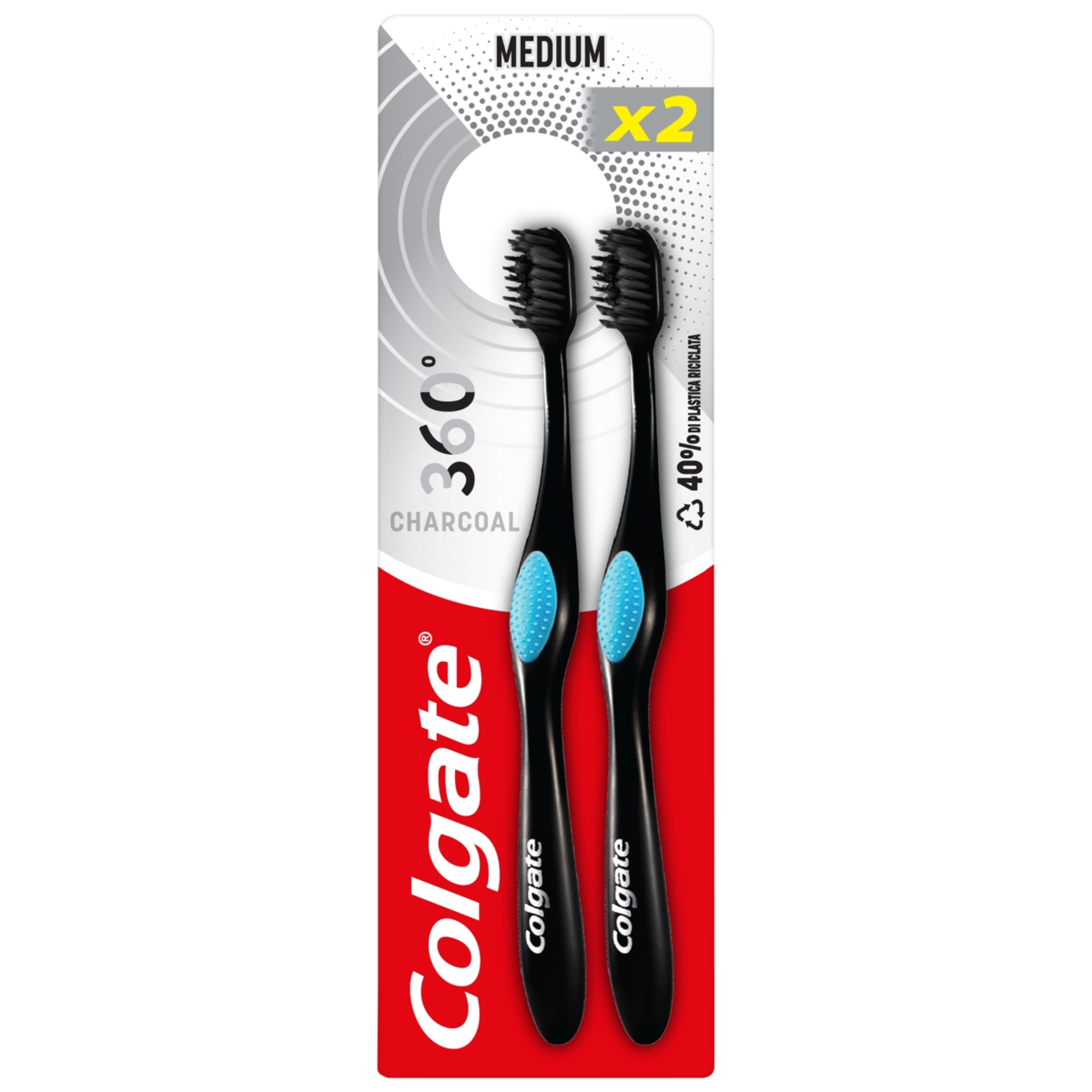 Colgate 360 Charcoal közepes fogkefe - 2 db-1