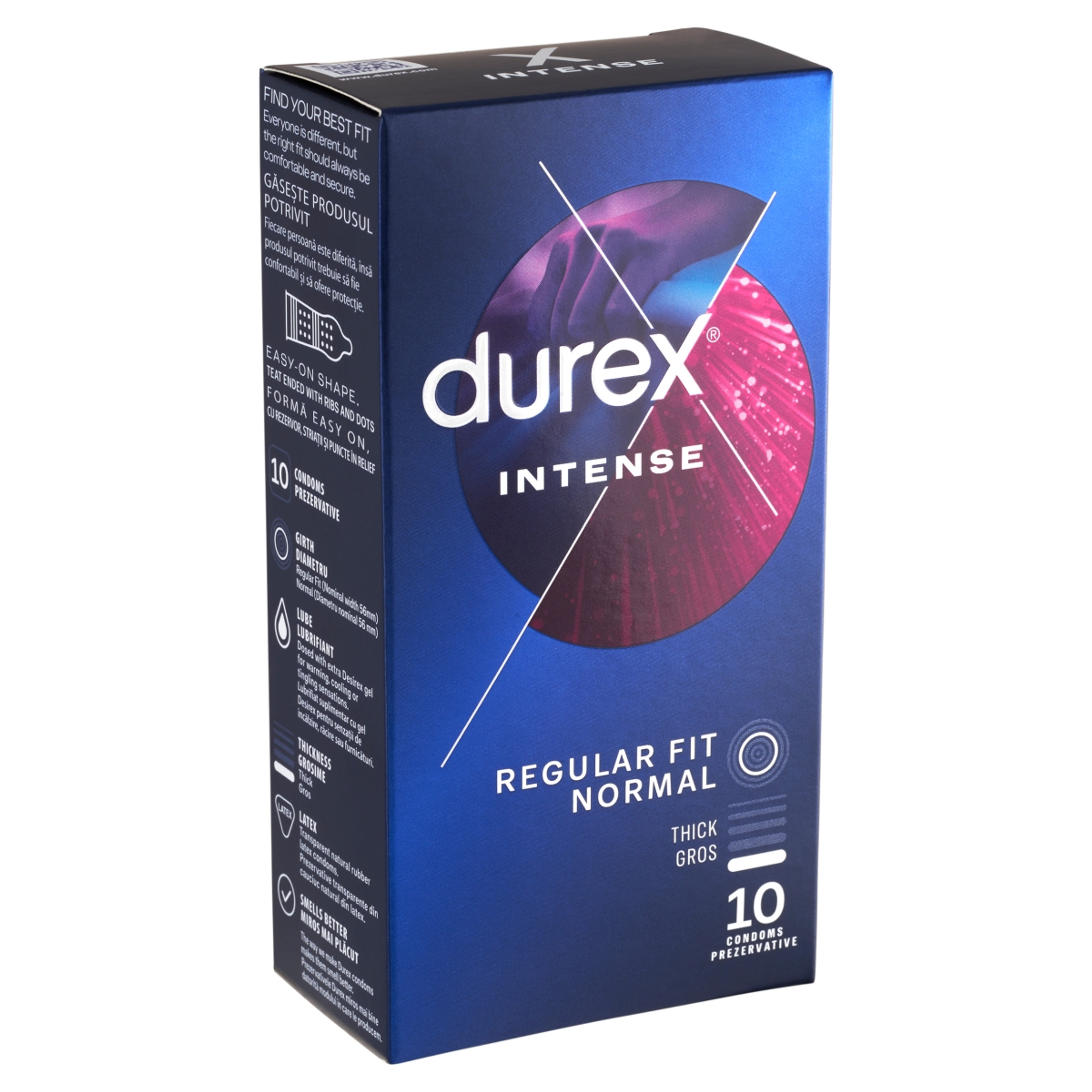 Durex Intense Orgasmic bordázott és pontozott óvszer stimuláló síkosítóval - 10 db-2