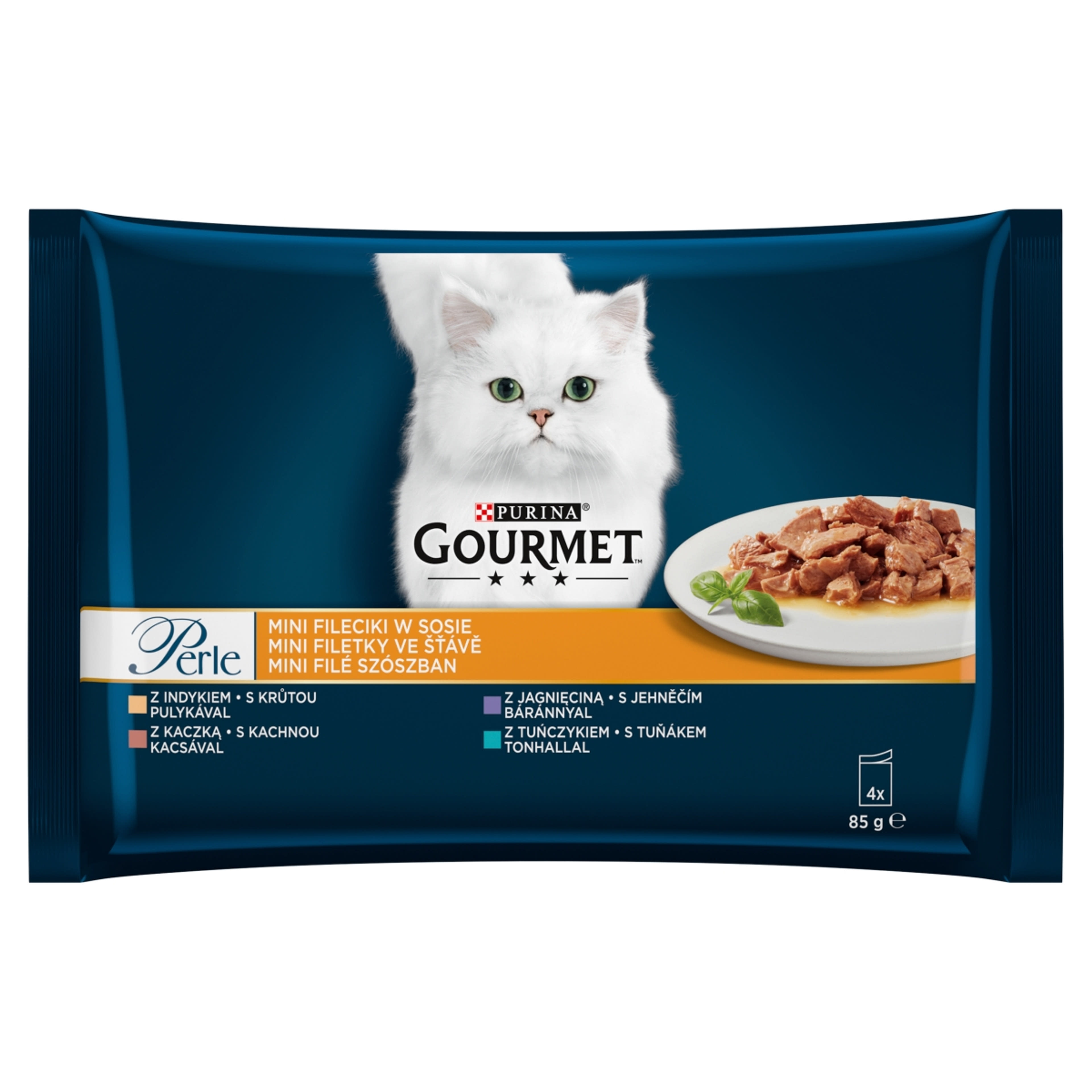 Gourmet perle alutasak macskáknak pulyka/tonh/kacsa/barany 4*85 g - 340 g-1