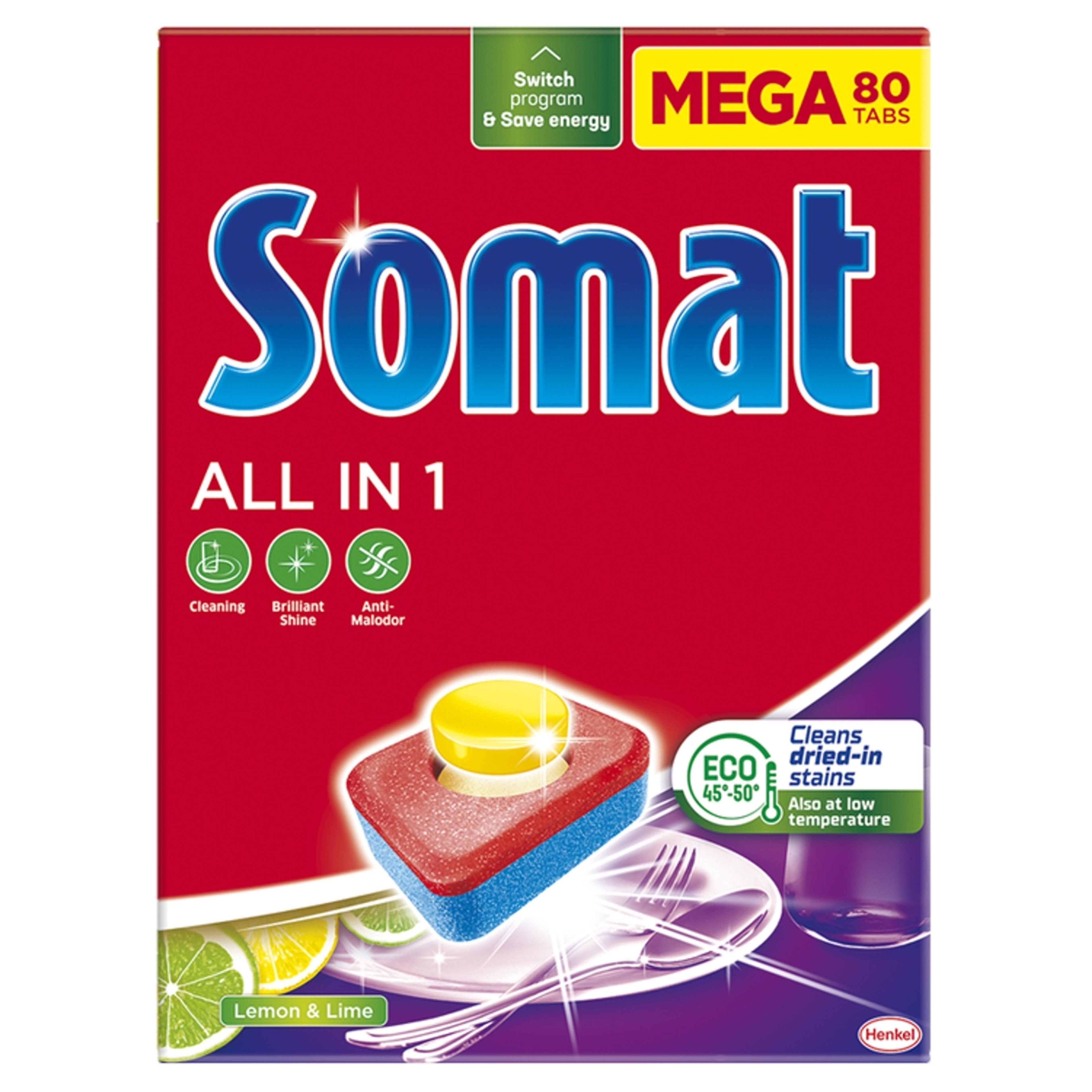 Somat All in 1 Lemon&Lime mosogatógép tabletta, 80 mosás -  80 db-1