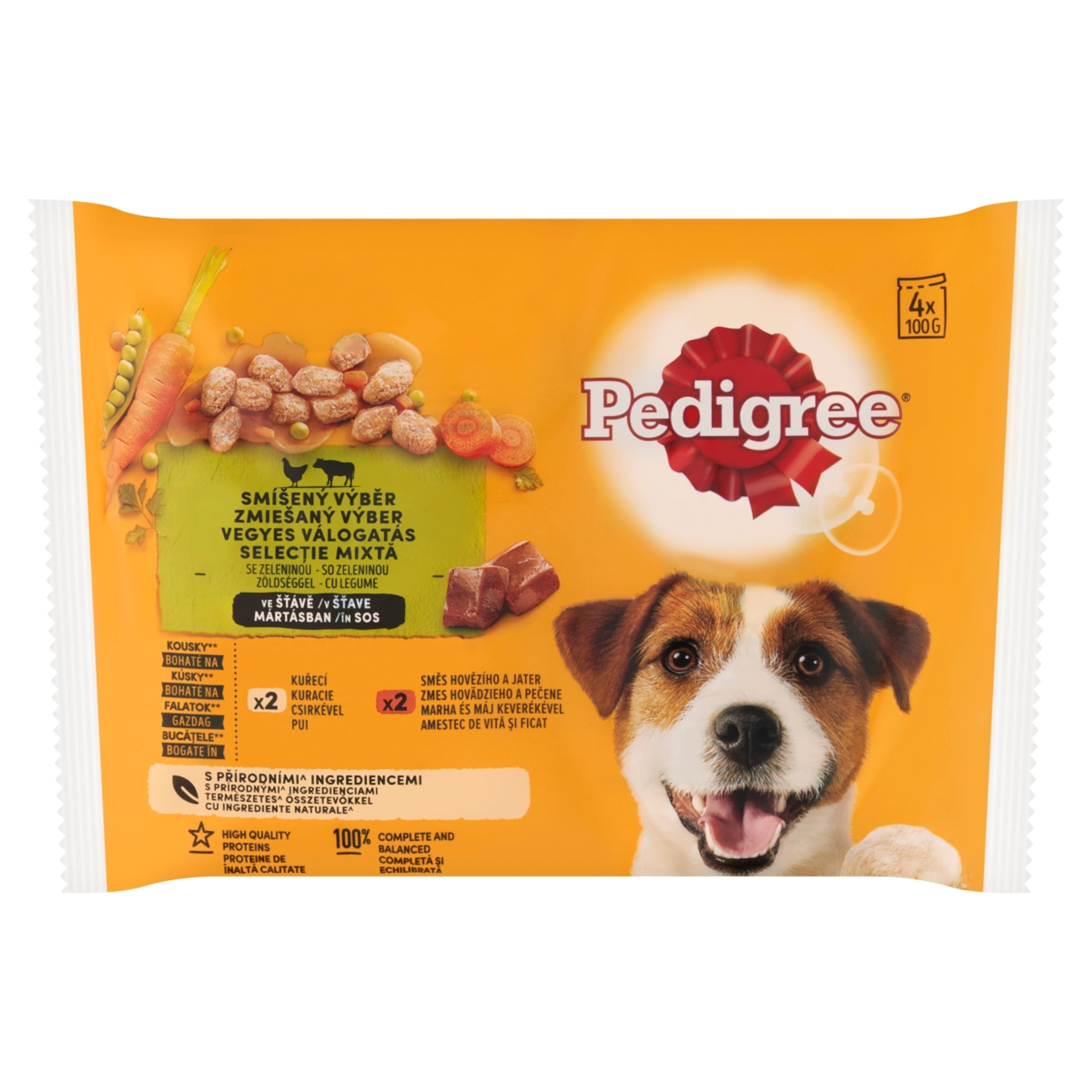 Pedigree Vital Protection felnőtt teljes értékű alutasak kutyáknak, csirke és marhahússal mártásban (4x100 g) - 400 g-2
