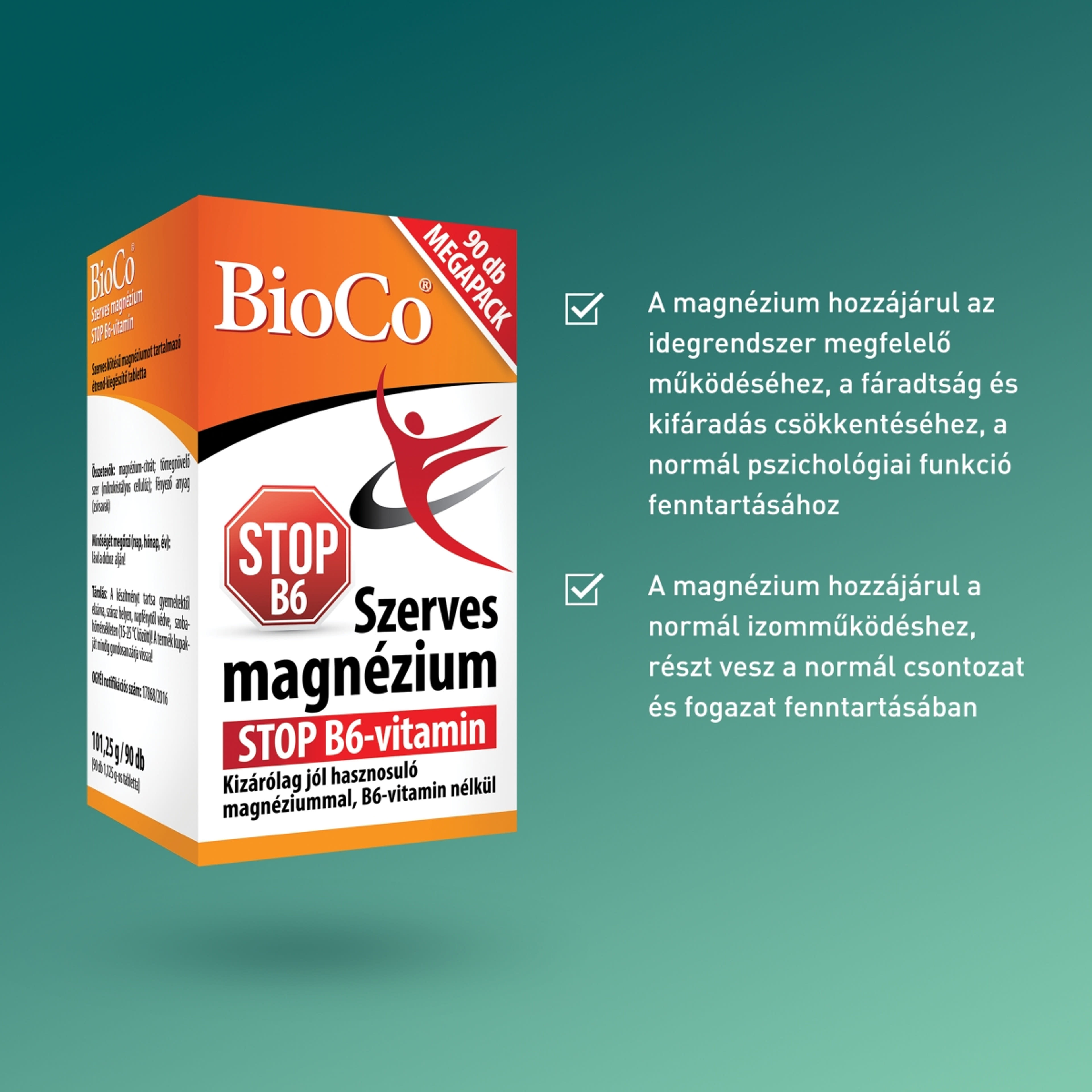 Bioco szerves magnézium stop B6 vitamin tabletta - 90 db-4