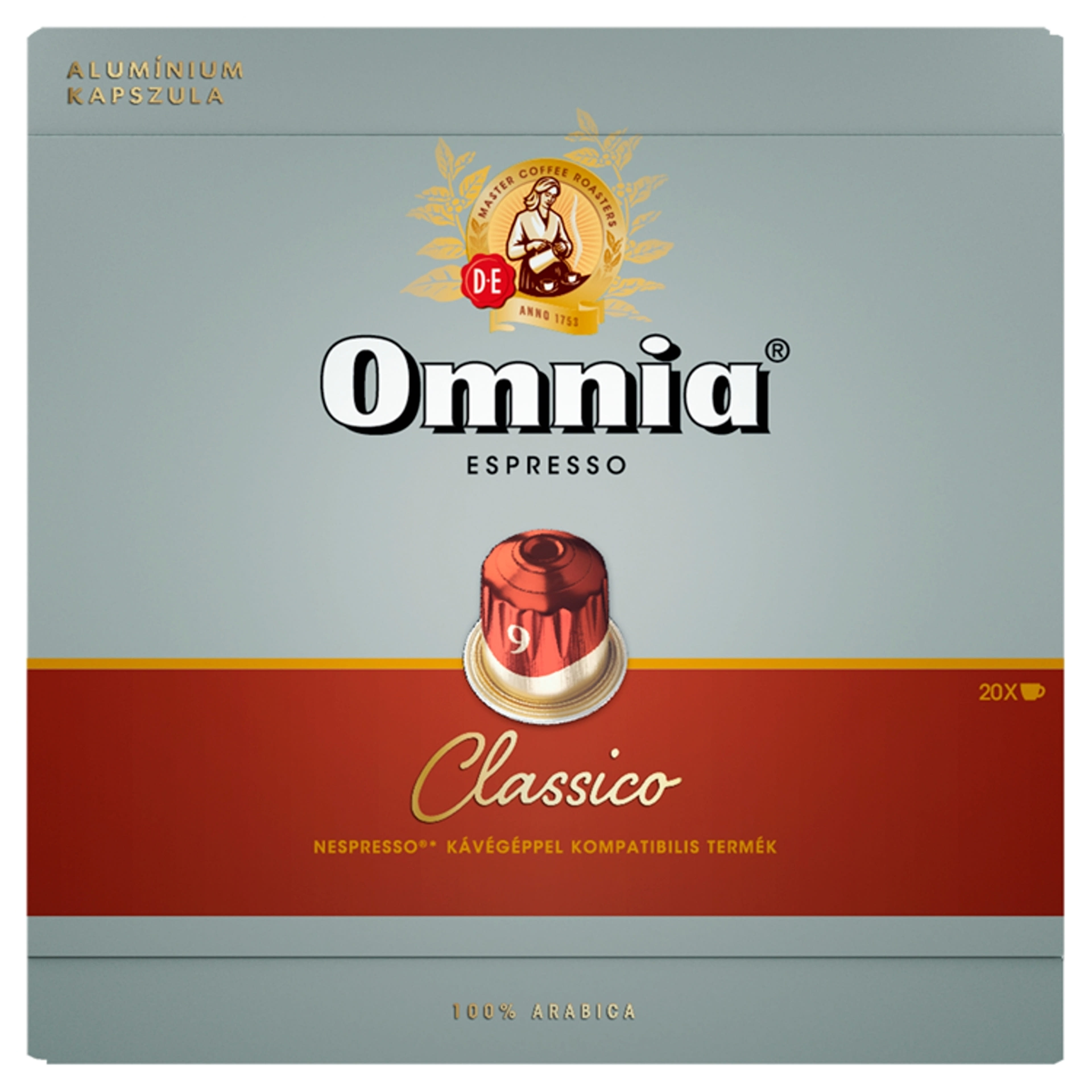 Douwe Egberts Omnia Espresso Classico őrölt pörkölt kávékapszula -  20 db