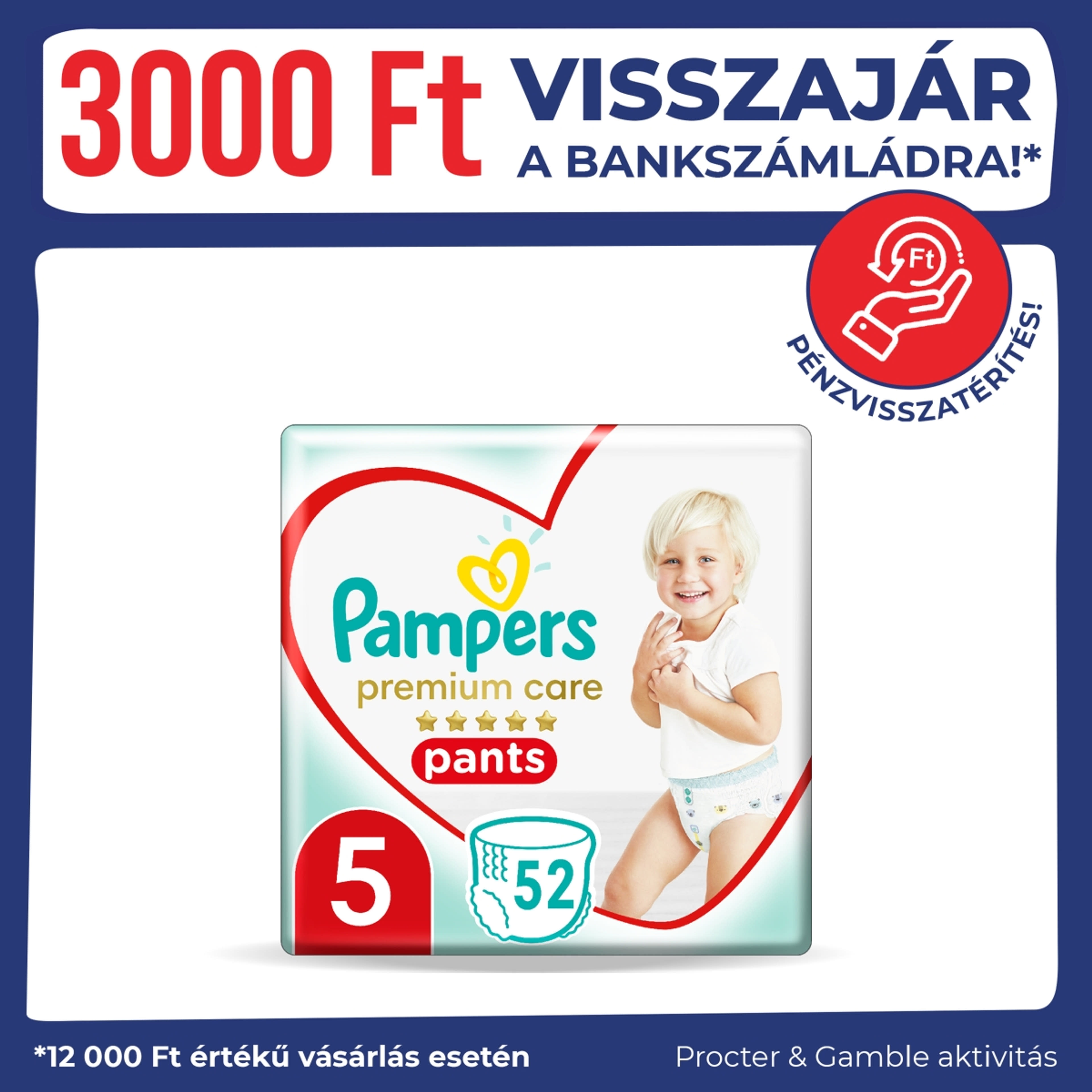 Pampers Premium Care Pants 5-ös 12-17 kg - 52 db