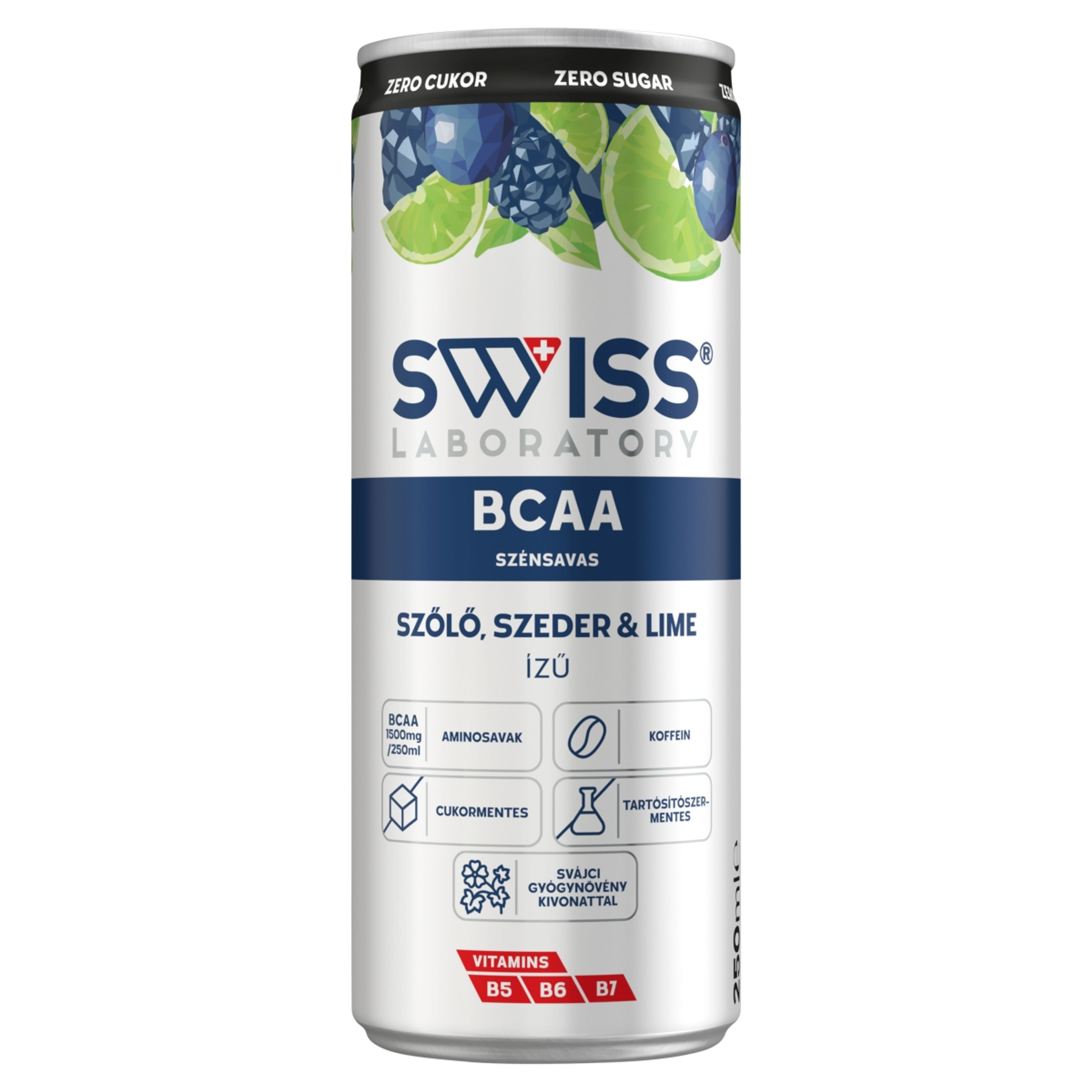 Swiss Laboratory Zero szőlő, szeder és lime ízű szénsavmentes ital - 250 ml