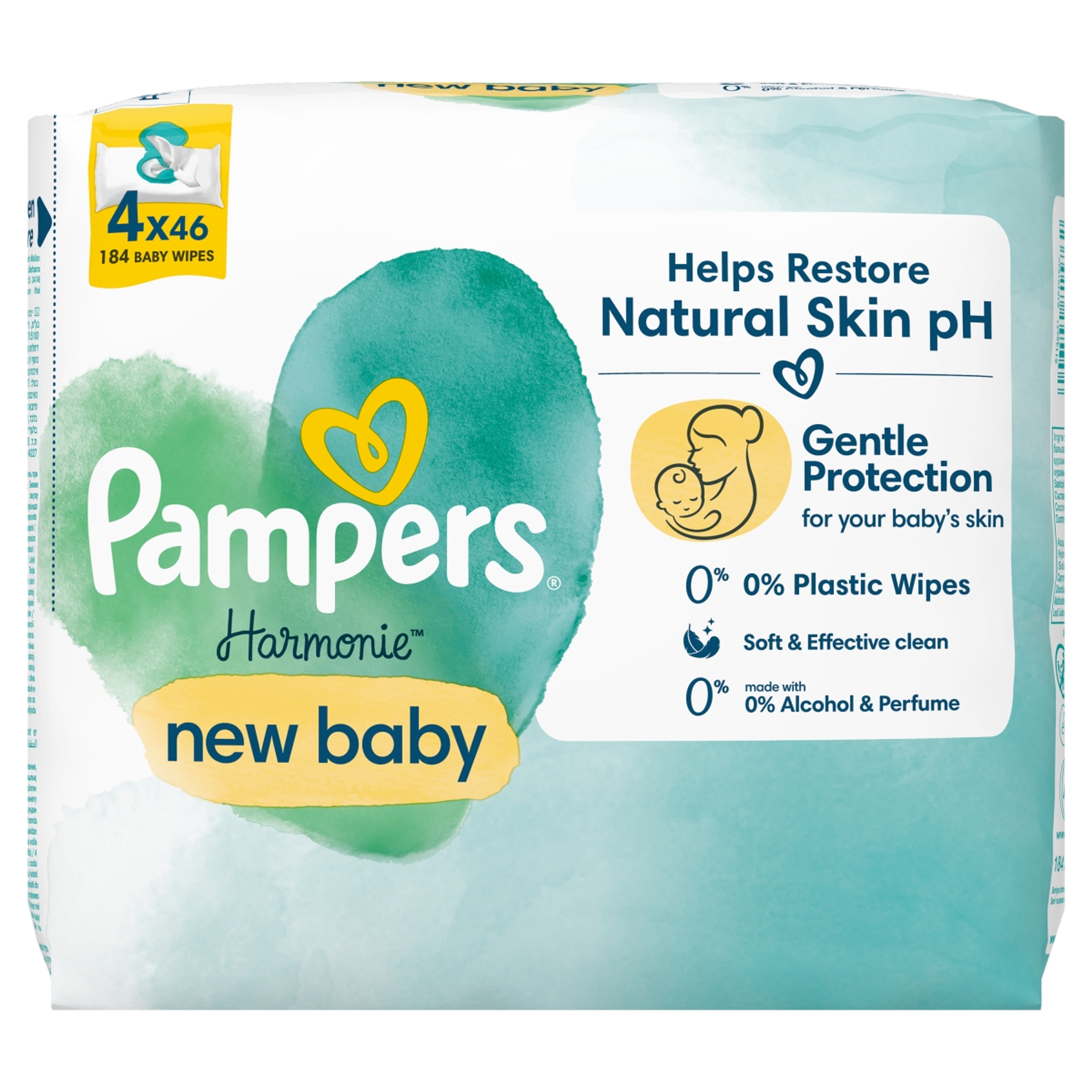 Pampers Harmonie New Baby törlőkendő, műanyagmentes - 184 db-1