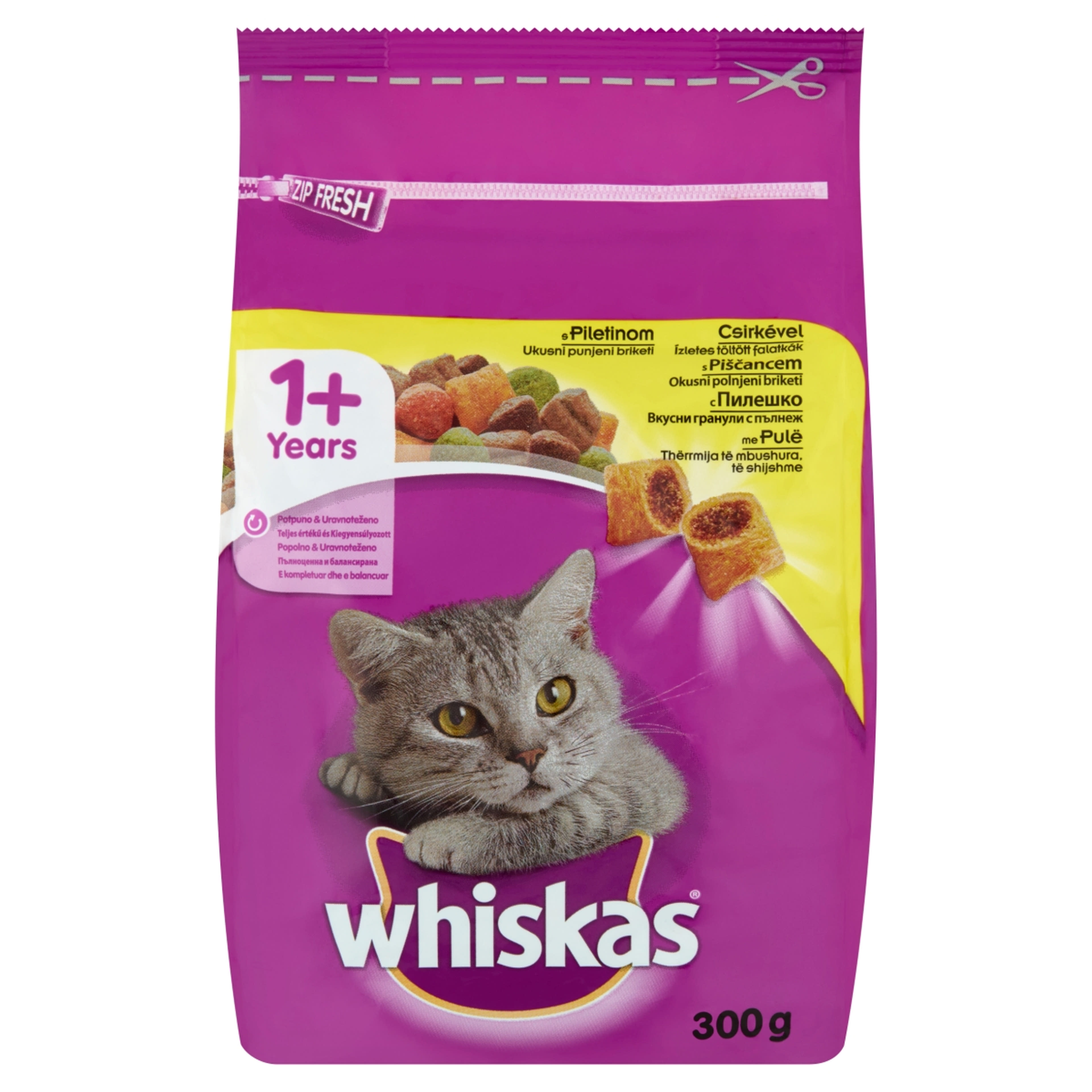 Whiskas felnőtt teljes értékű szárazeledel macskáknak, csirkehússal és májas falatkákkal - 300 g-2