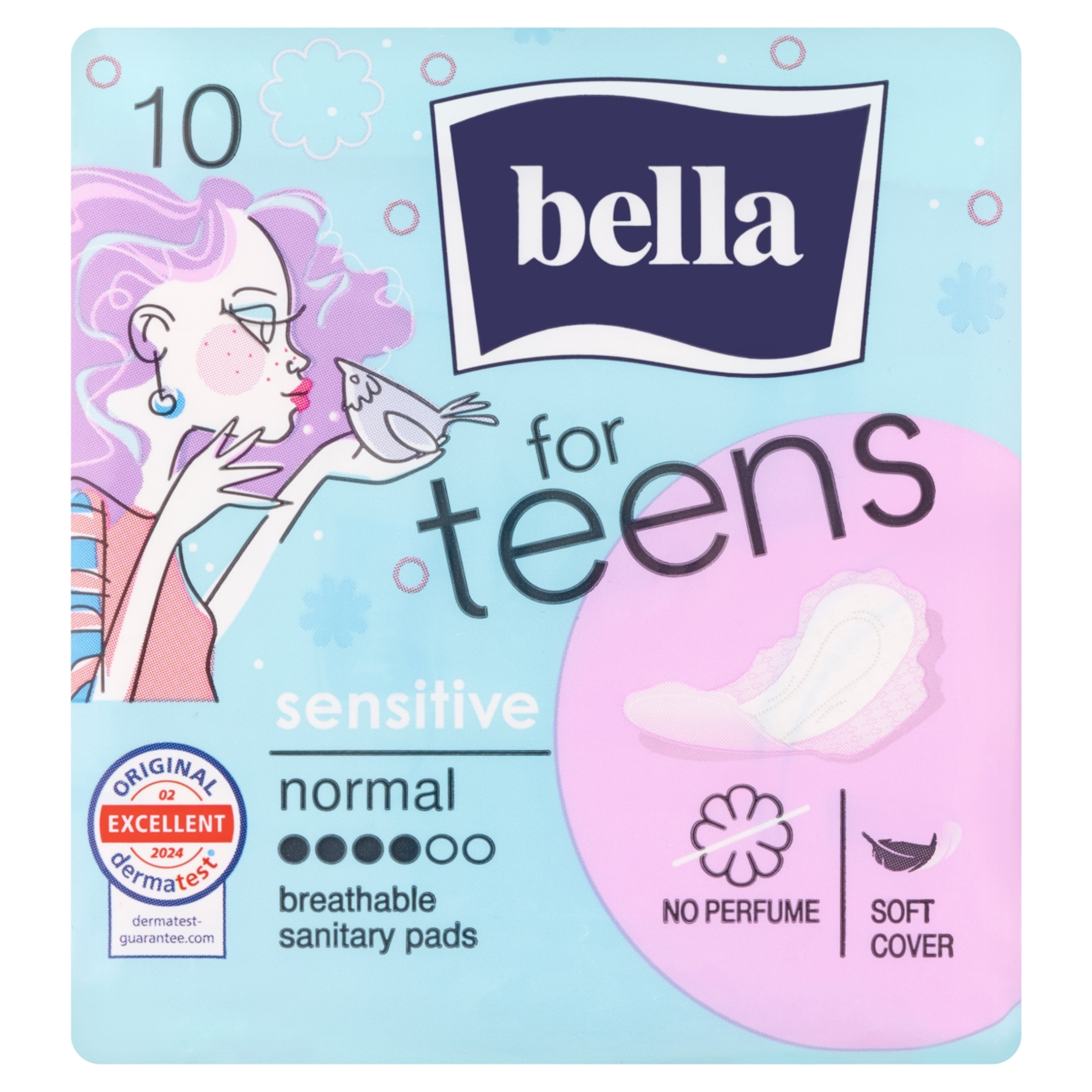 Bella For Teens Ultra Sensitive ultravékony légátereszto szárnyas egészségügyi betét - 10 db-1