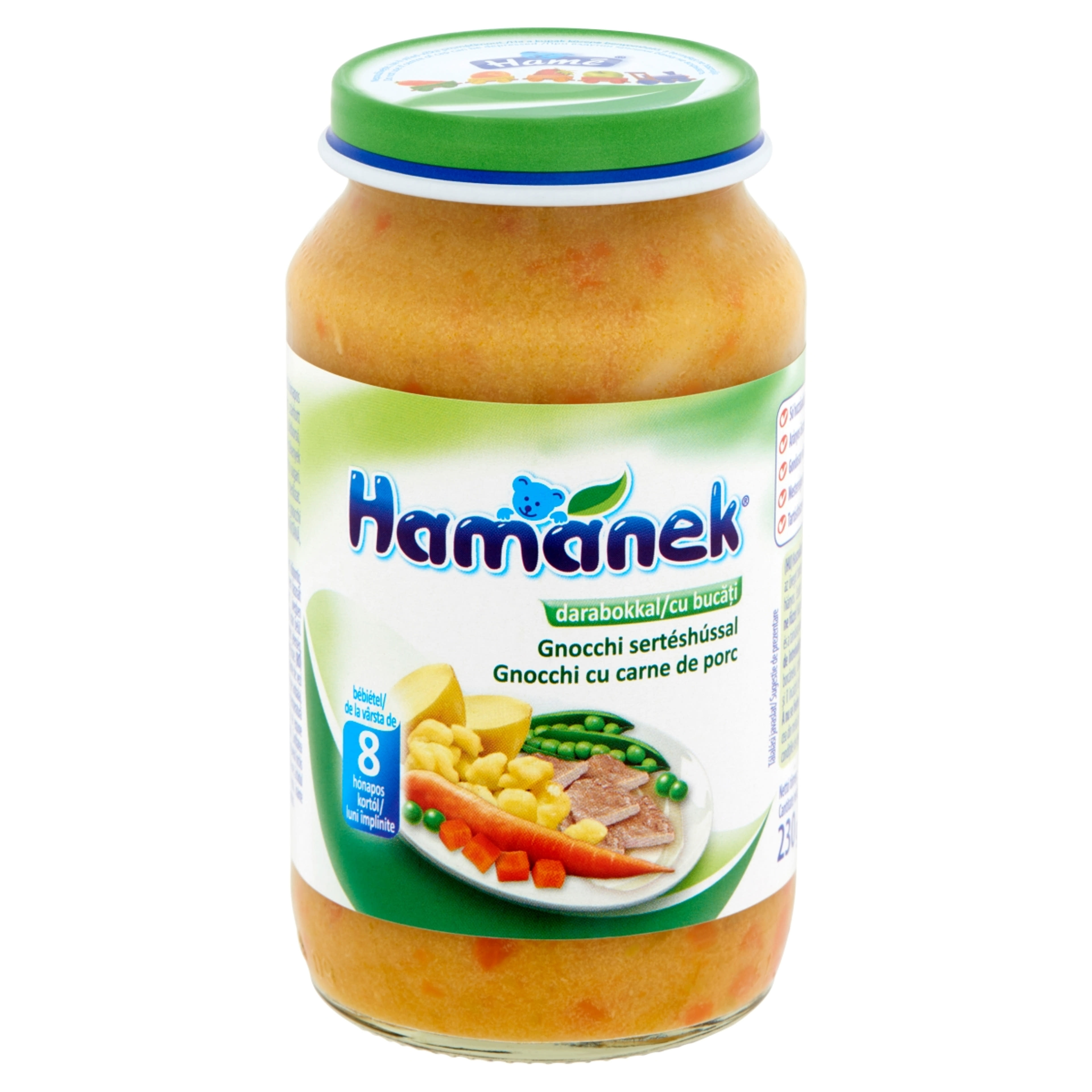 Hamánek Bébiétel Gnocchi Sertéshússal 8 Hónapos Kortól - 230 g-2