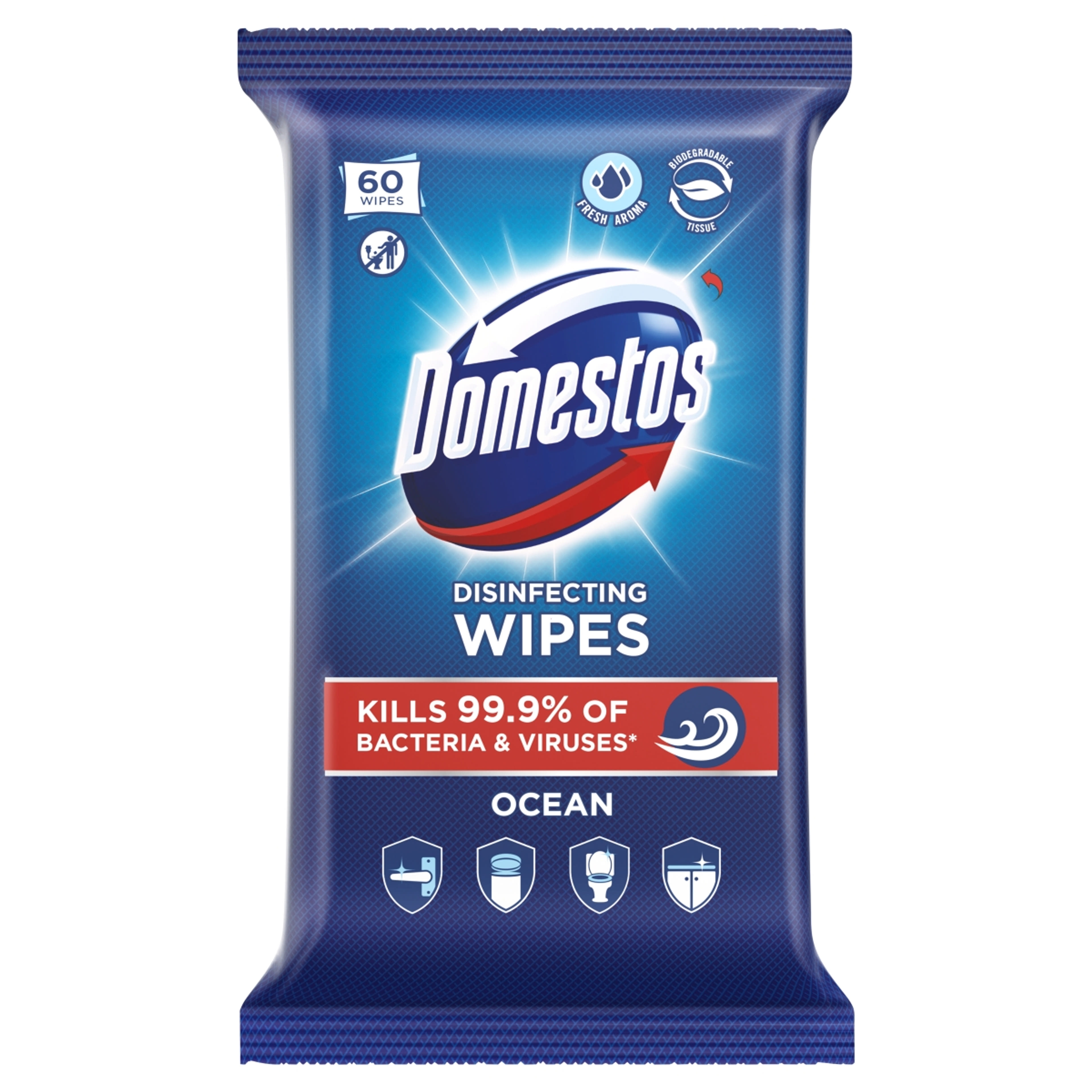 Domestos Ocean Higénikus Törlőkendő - 60 db-1