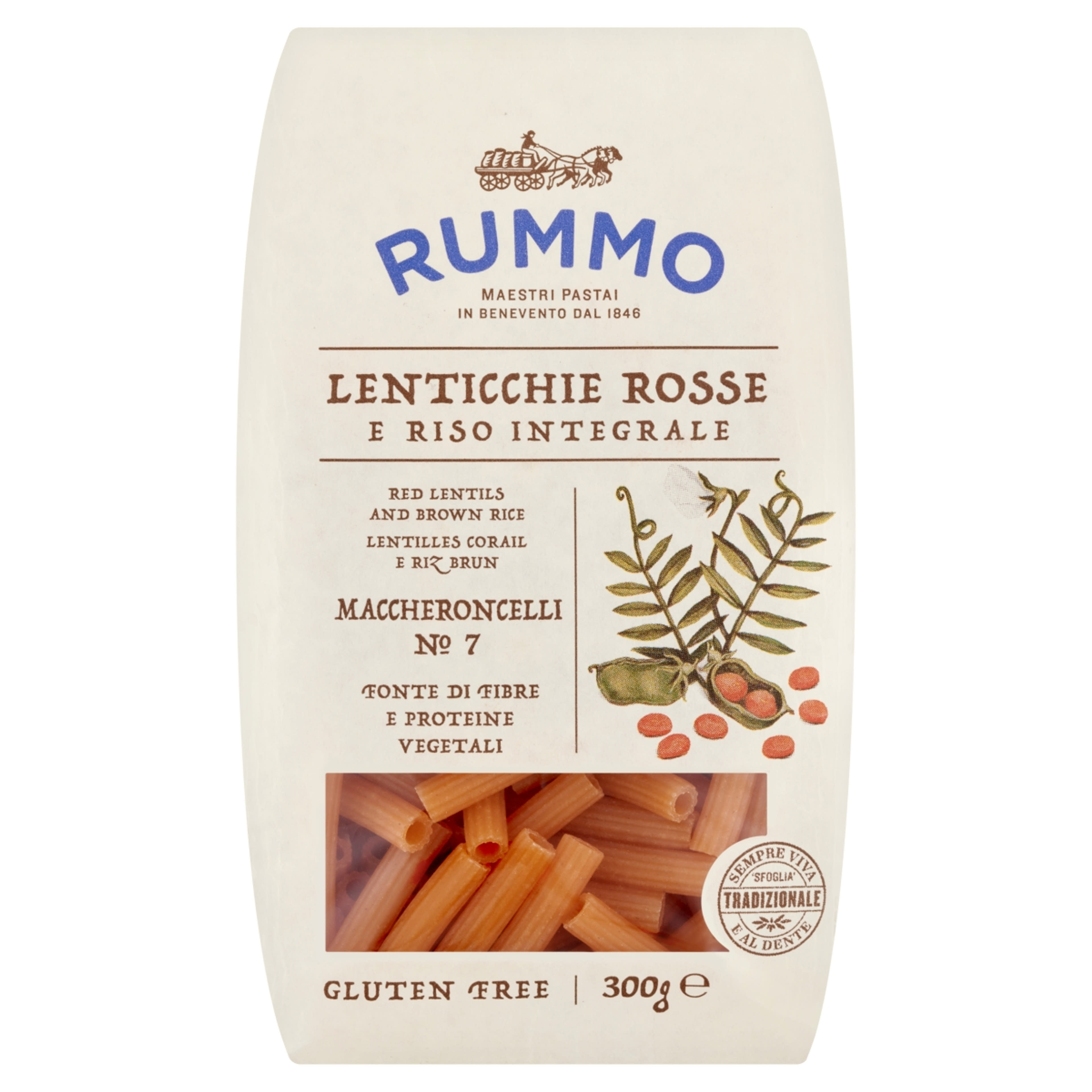 Rummo Maccheroncelli tészta, vöröslencséből és barnarizsből - 300 g