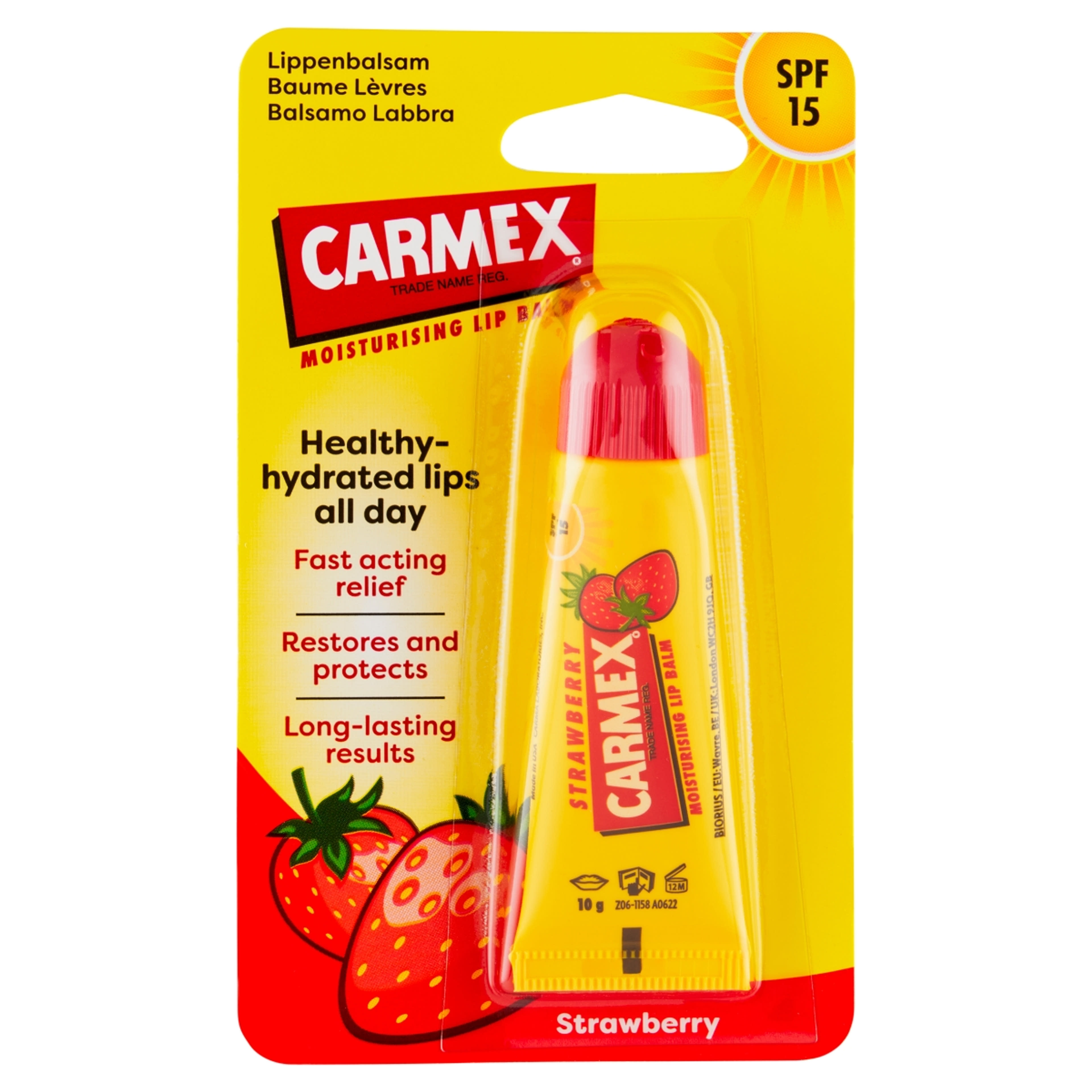 Carmex ajalápoló, tubusos, eper ízzel és illattal - 10 g