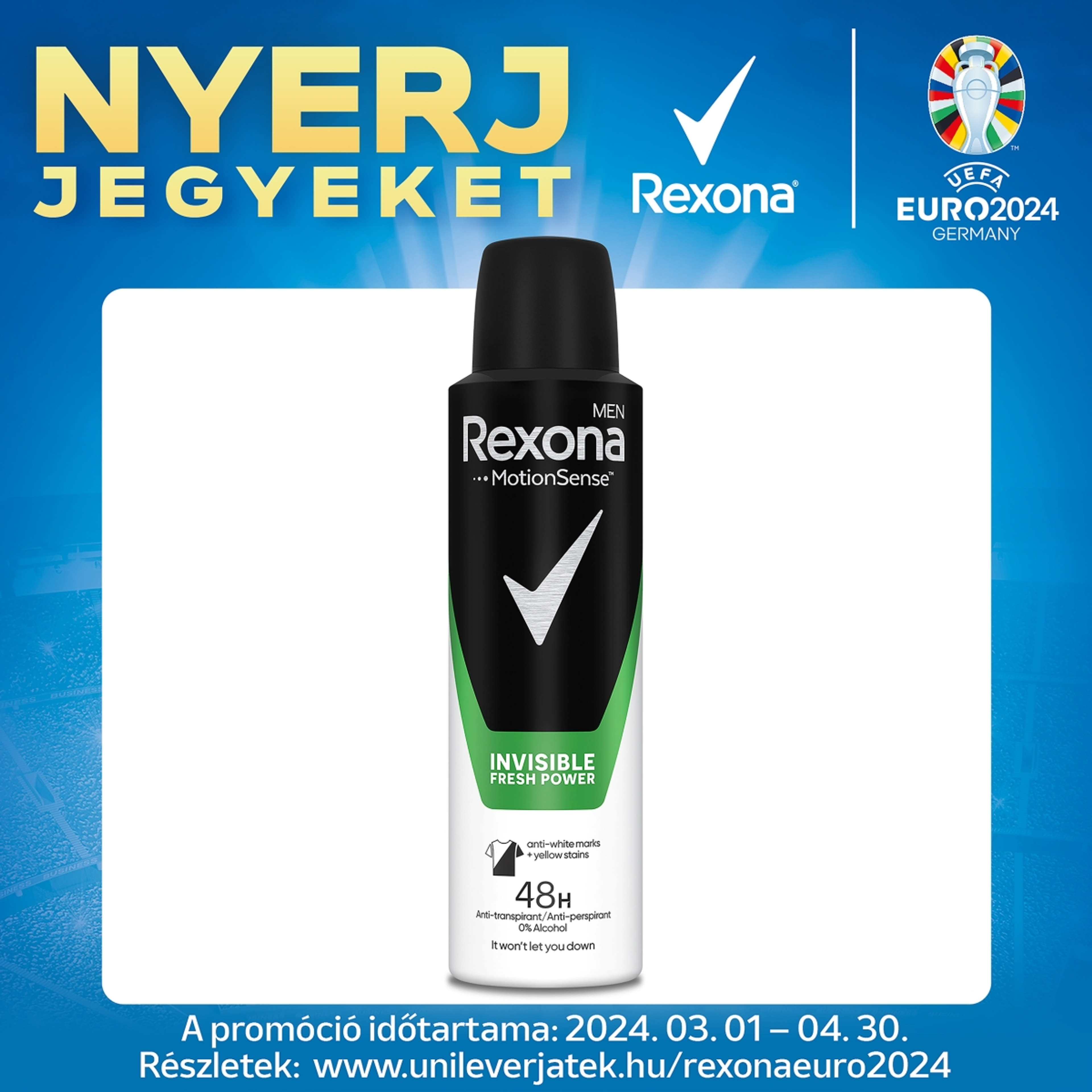 Rexona Invisible Fresh Power férfi deodorant spray - 150 ml