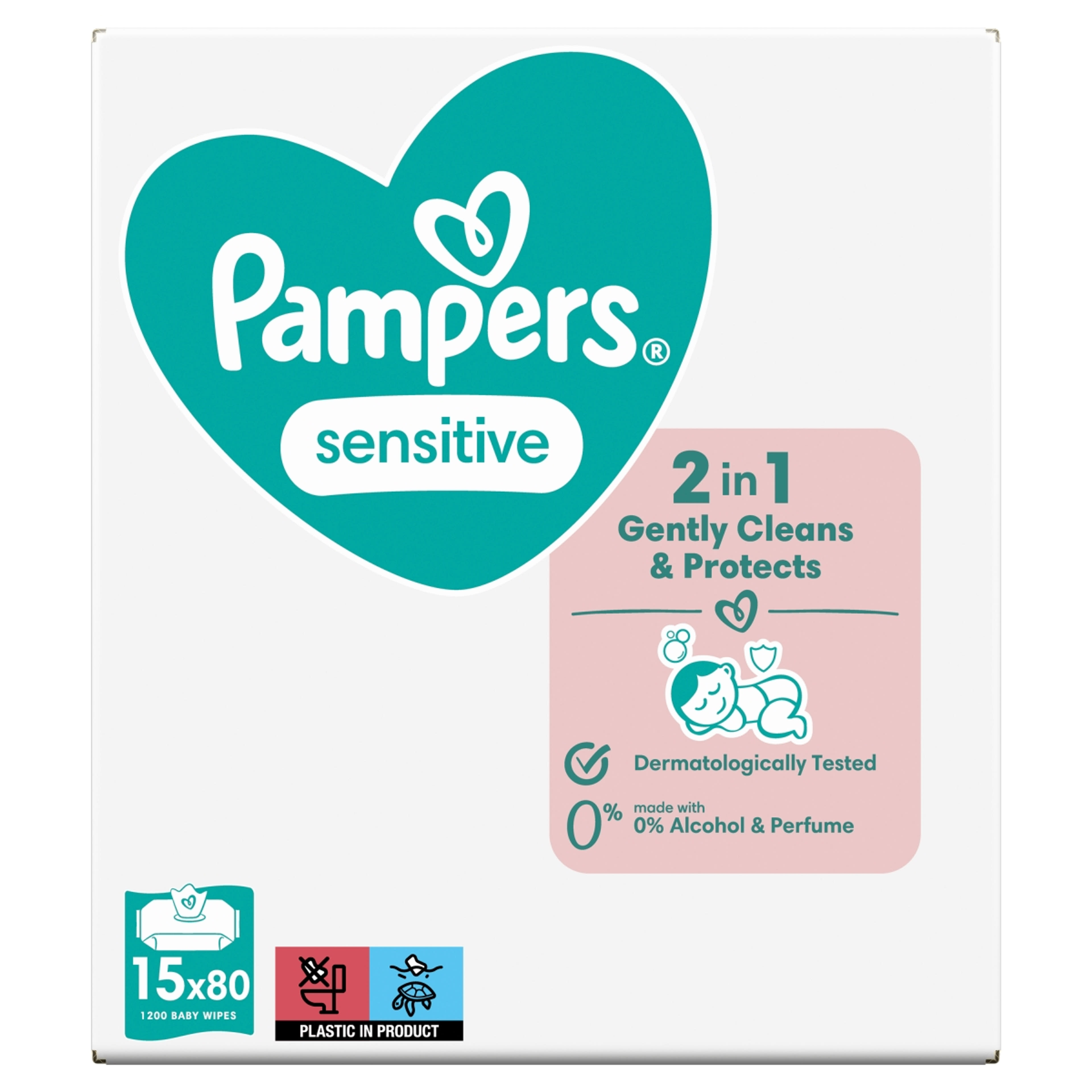 Pampers Sensitive törlőkendő (15x80 db) - 1200 db-2