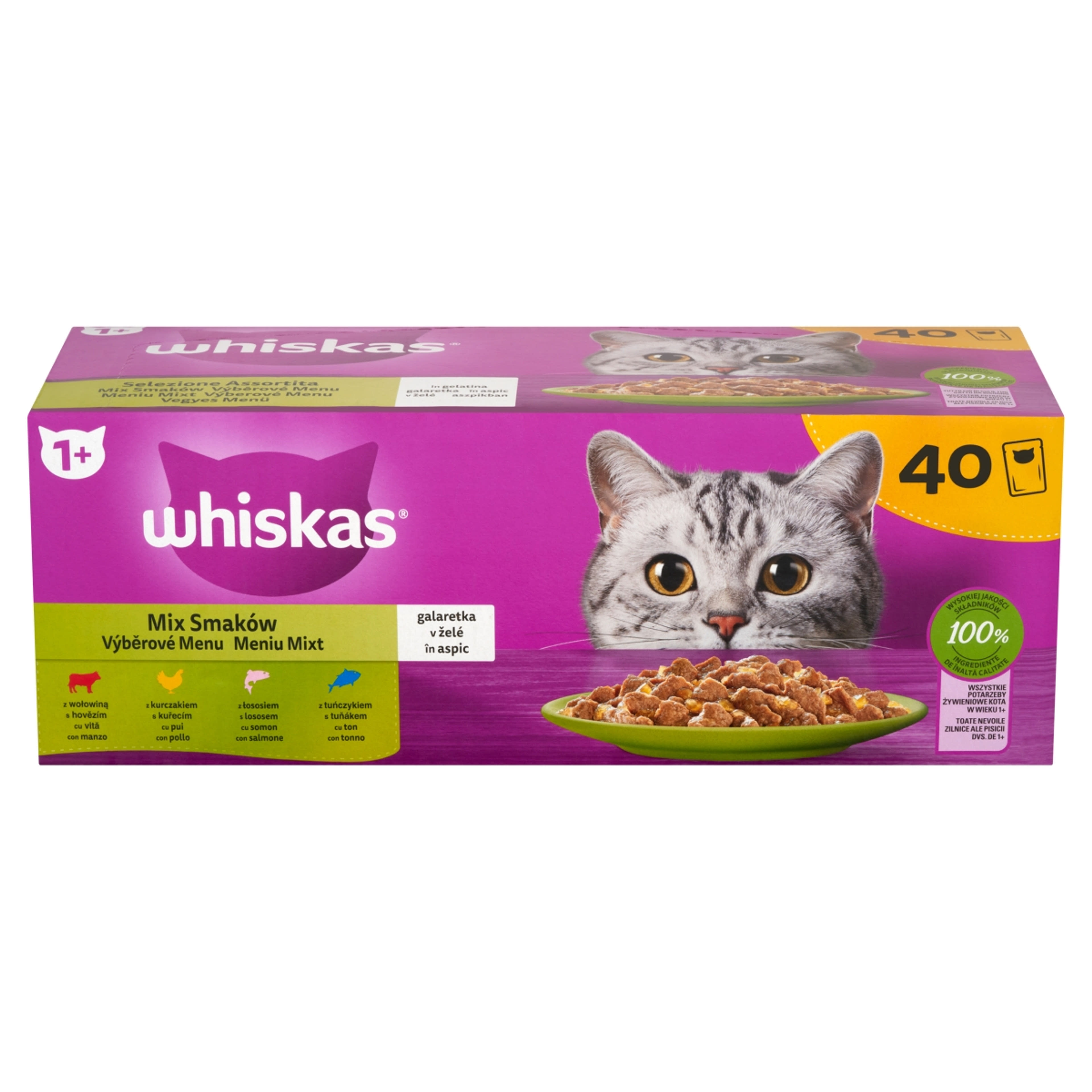 Whiskas Vegyes Menü teljes értékű nedves eledel felnőtt macskáknak 40 x 85 g - 3400 g-2