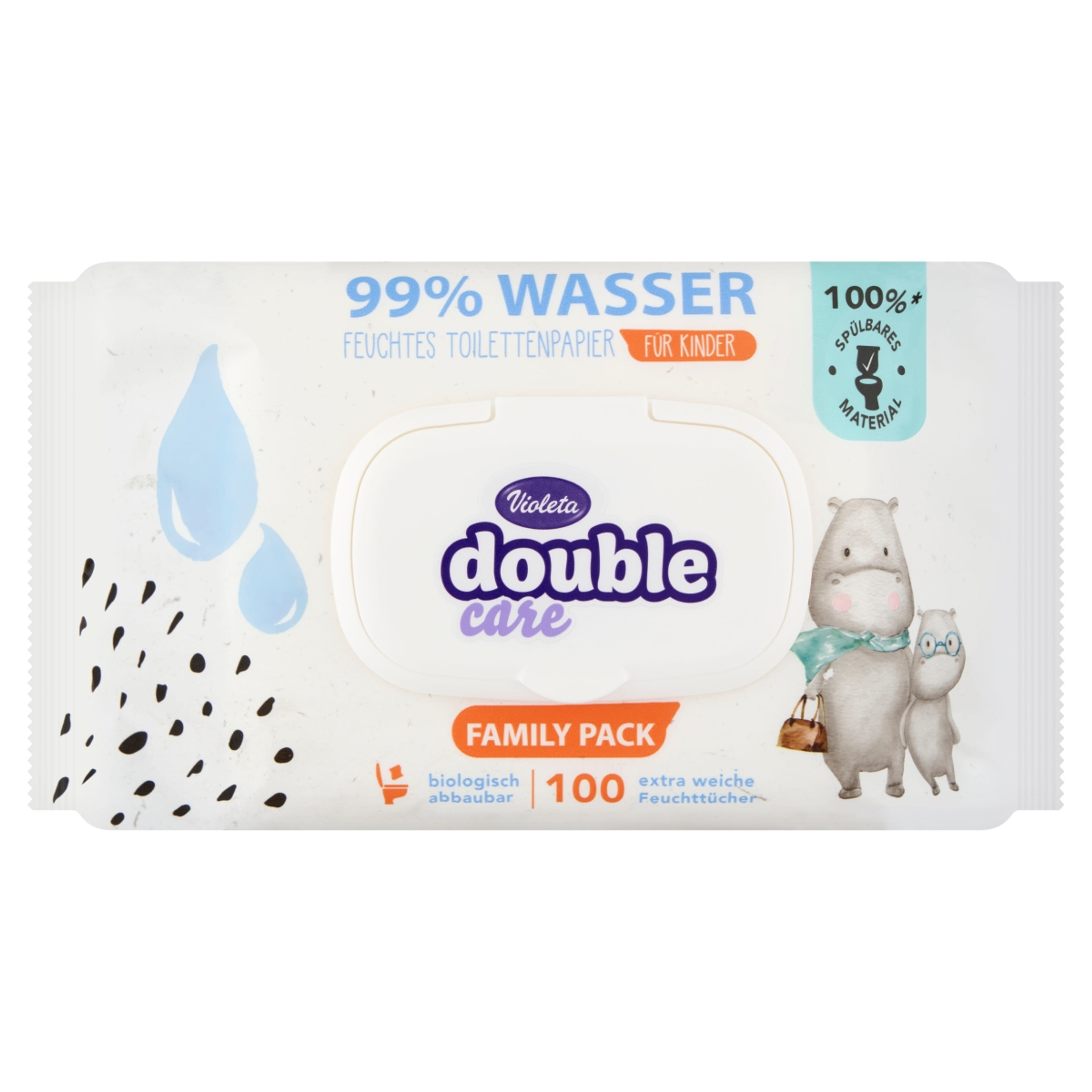 Violeta nedves toalettpapír 99% vízzel - 100 db