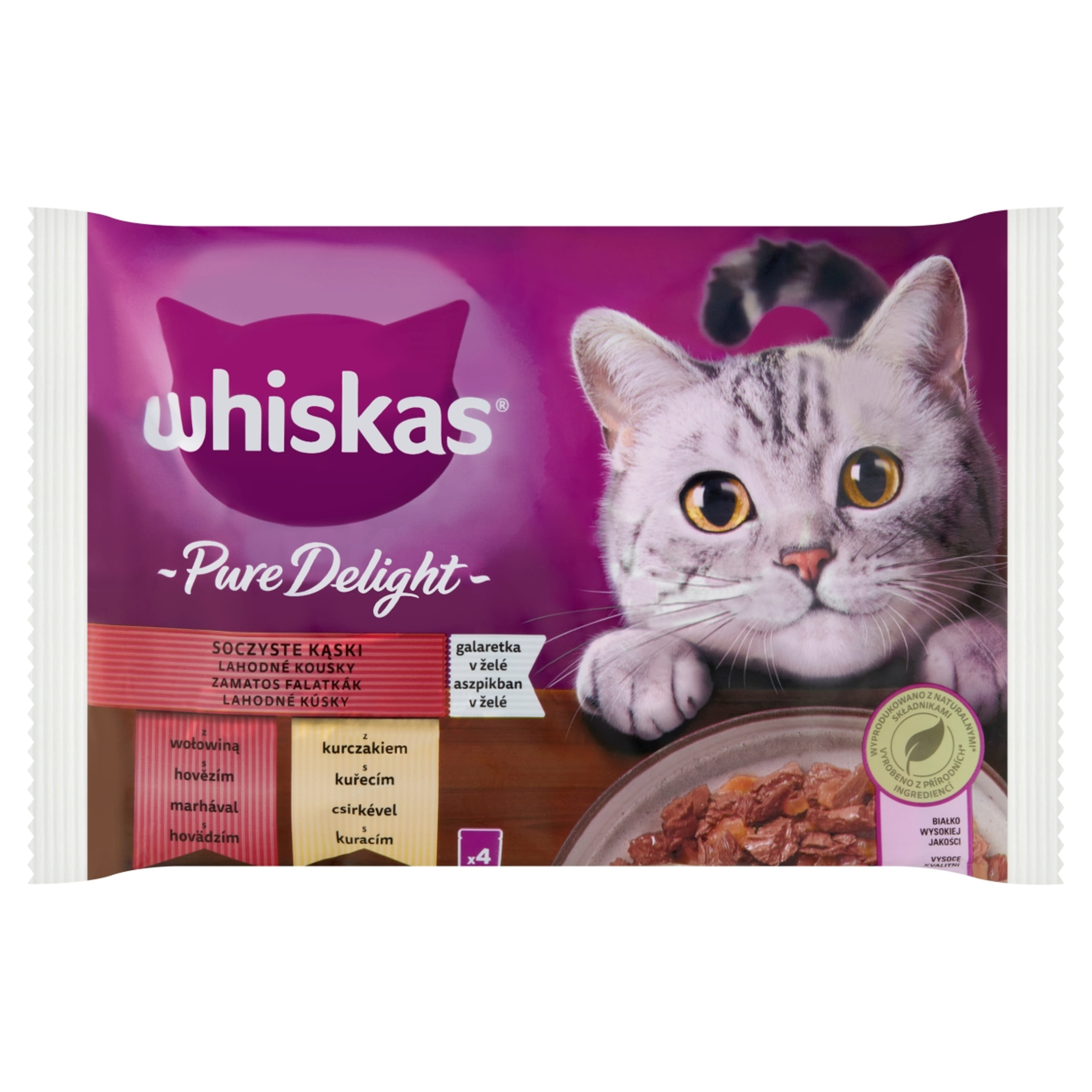 Whiskas Pure Delight teljes értékű nedves eledel felnőtt macskáknak 4 x 85 g - 340 g-1