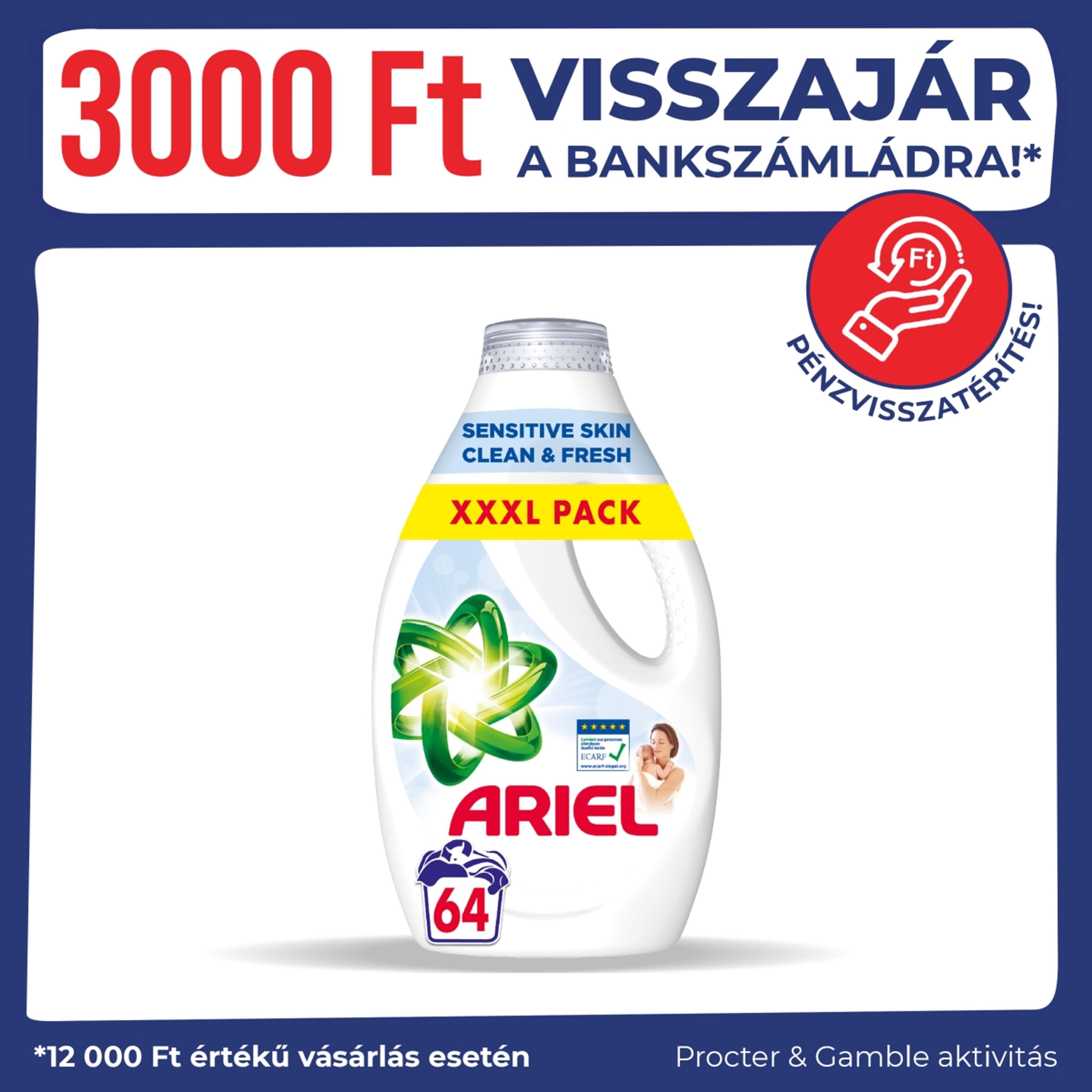 Ariel Sensitive Skin Clean & Fresh folyékony mosószer, 64 mosáshoz - 3200 ml-1