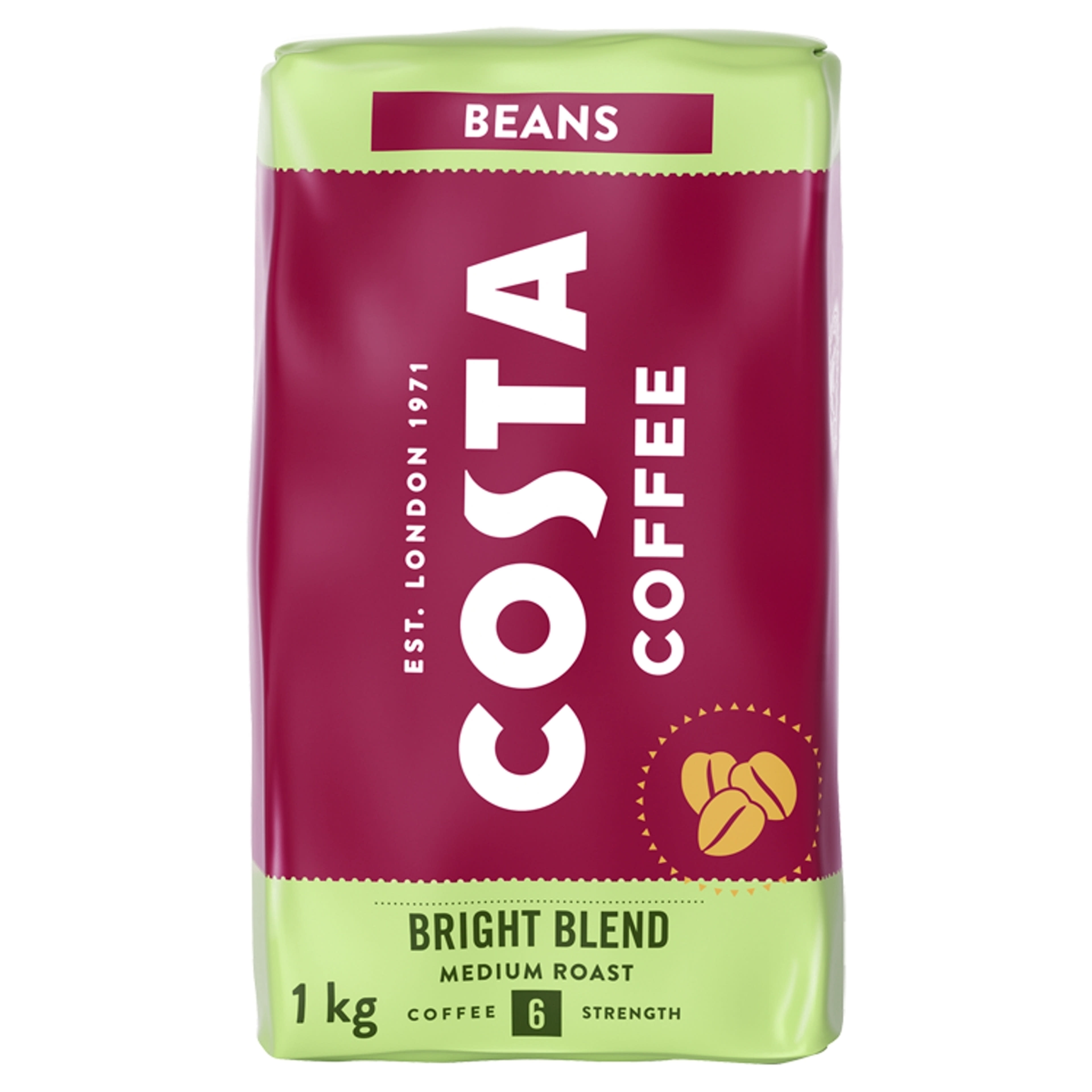 Costa Coffee Bright Blend Medium Roast szemes kávé - 1 kg