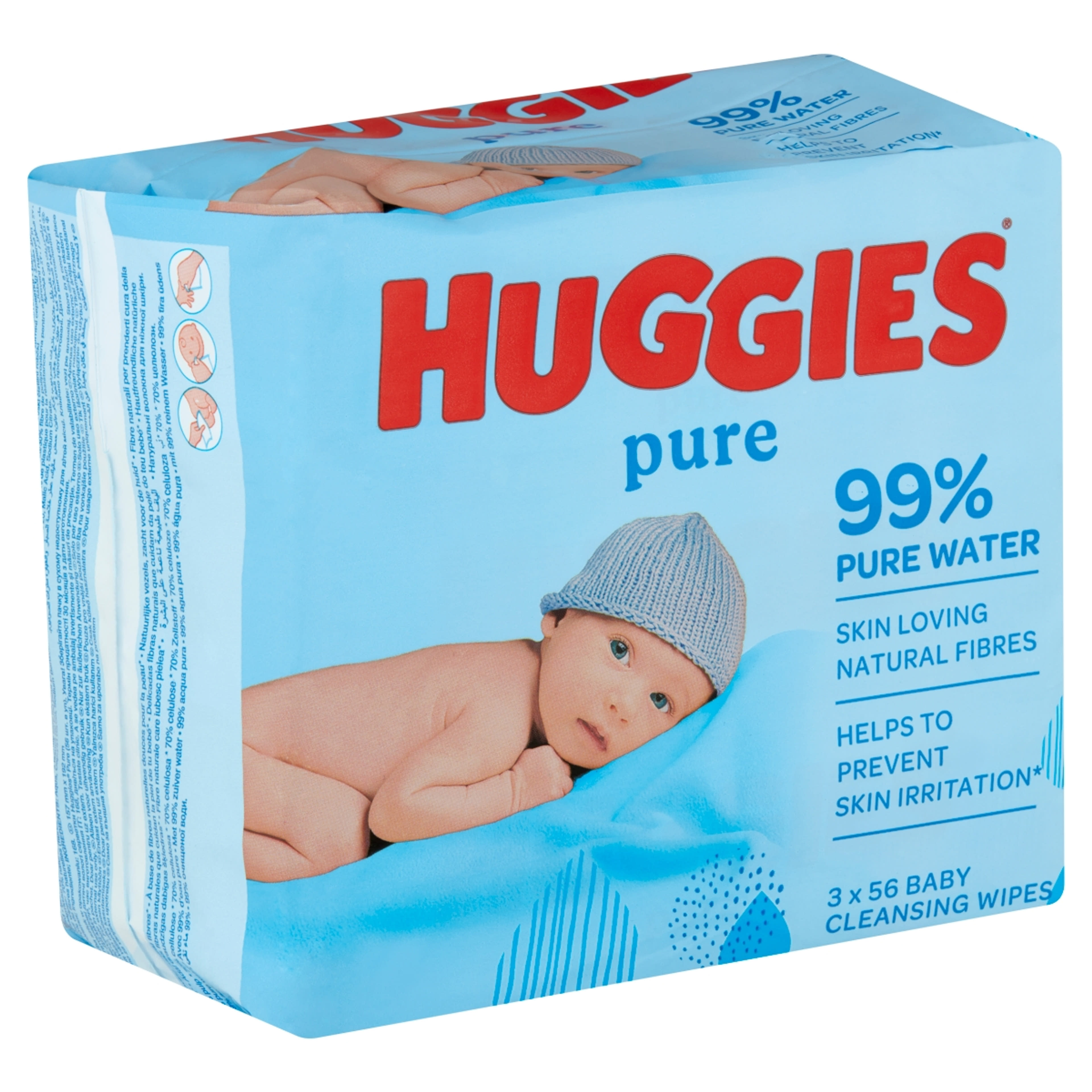 Huggies Pure tisztító babakendők 3 x 56 db - 168 db-2