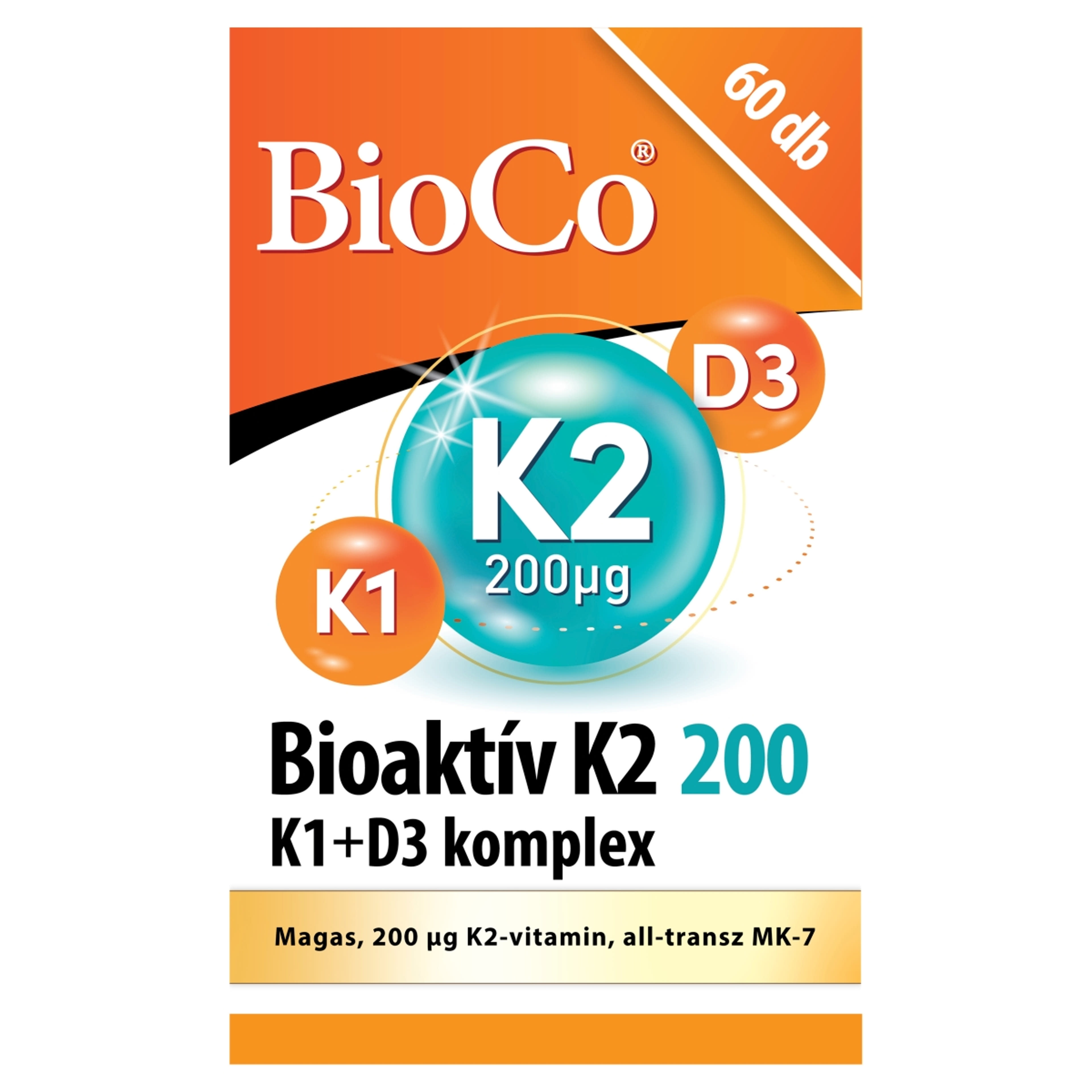 BioCo Bioaktív K2 200 µg K1+D3 komplex étrend-kiegészítő tabletta - 60 db-1