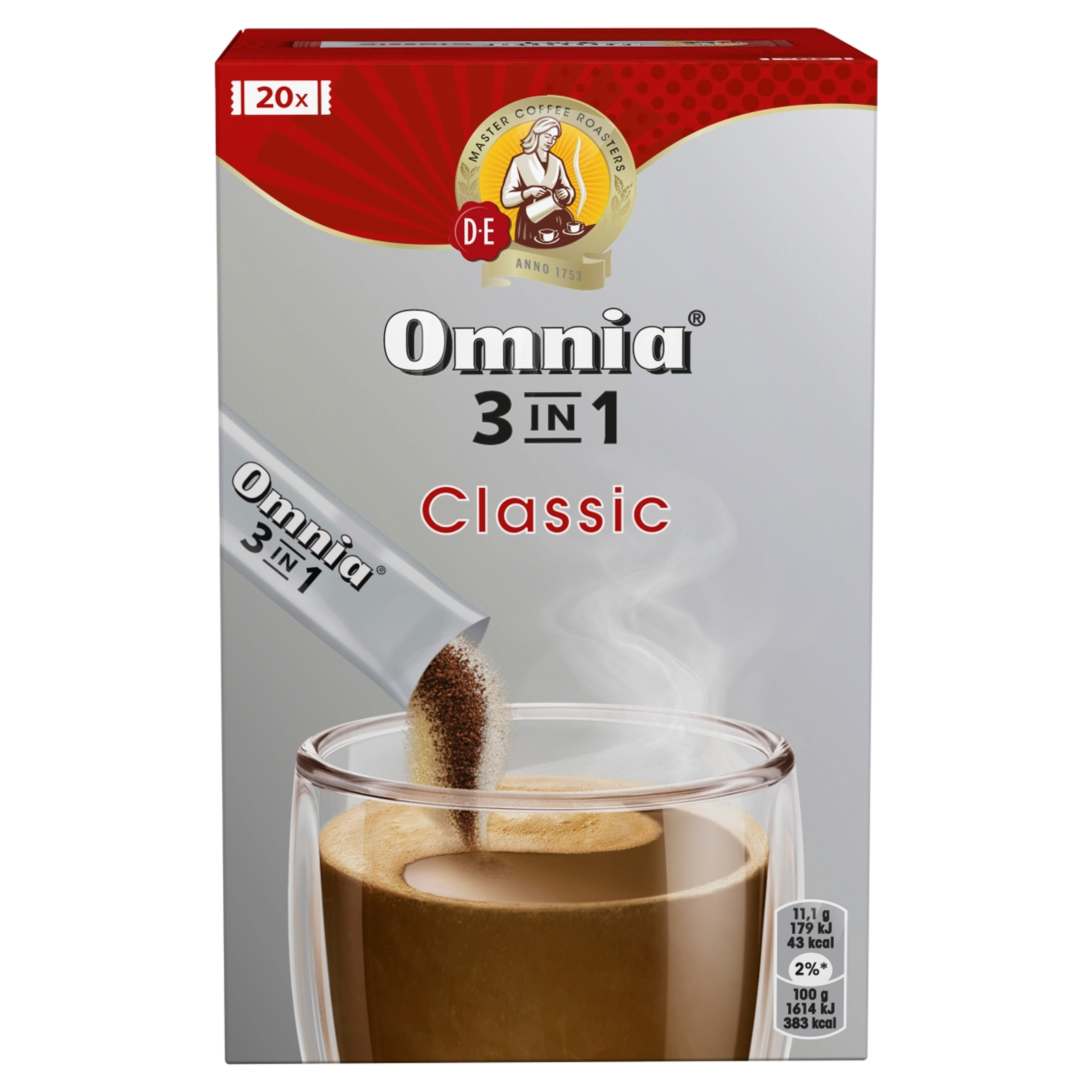 Douwe Egberts Omnia 3in1 Classic Instant kávéital - 20 db