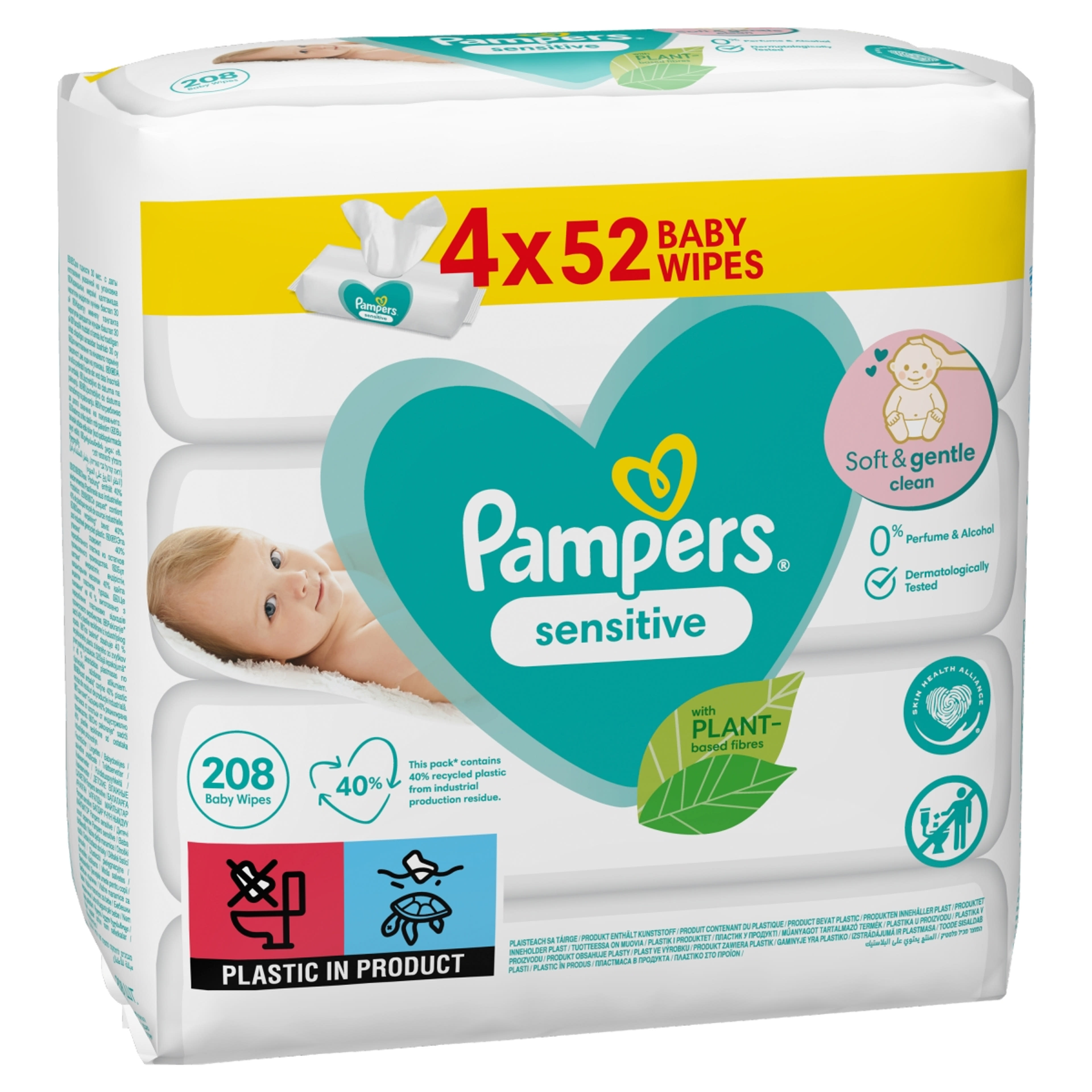 Pampers sensitive törlőkendő (4x52) - 208 db-1