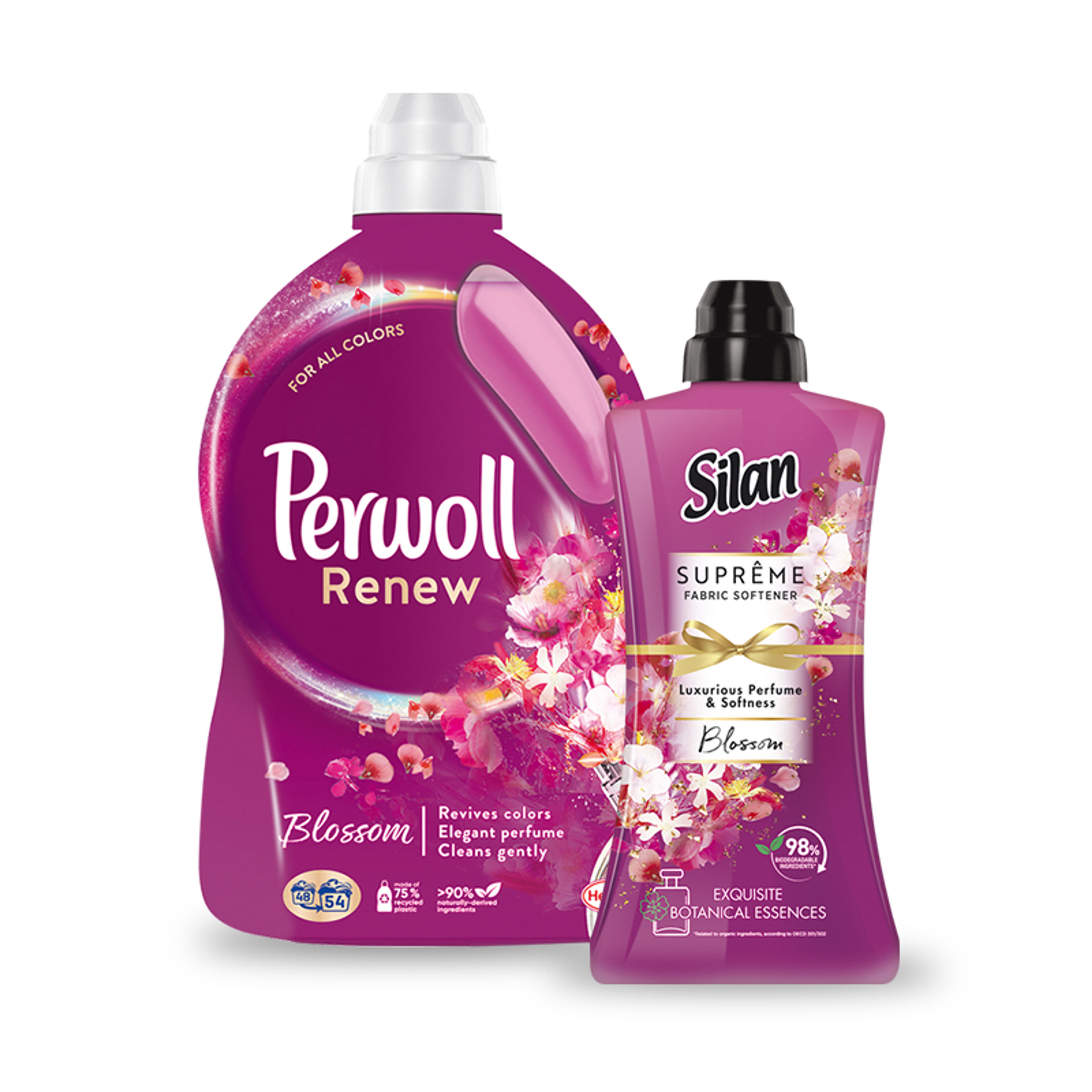 Perwoll Renew Blossom mosószer és Silan Supreme Blossom öblítő csomag