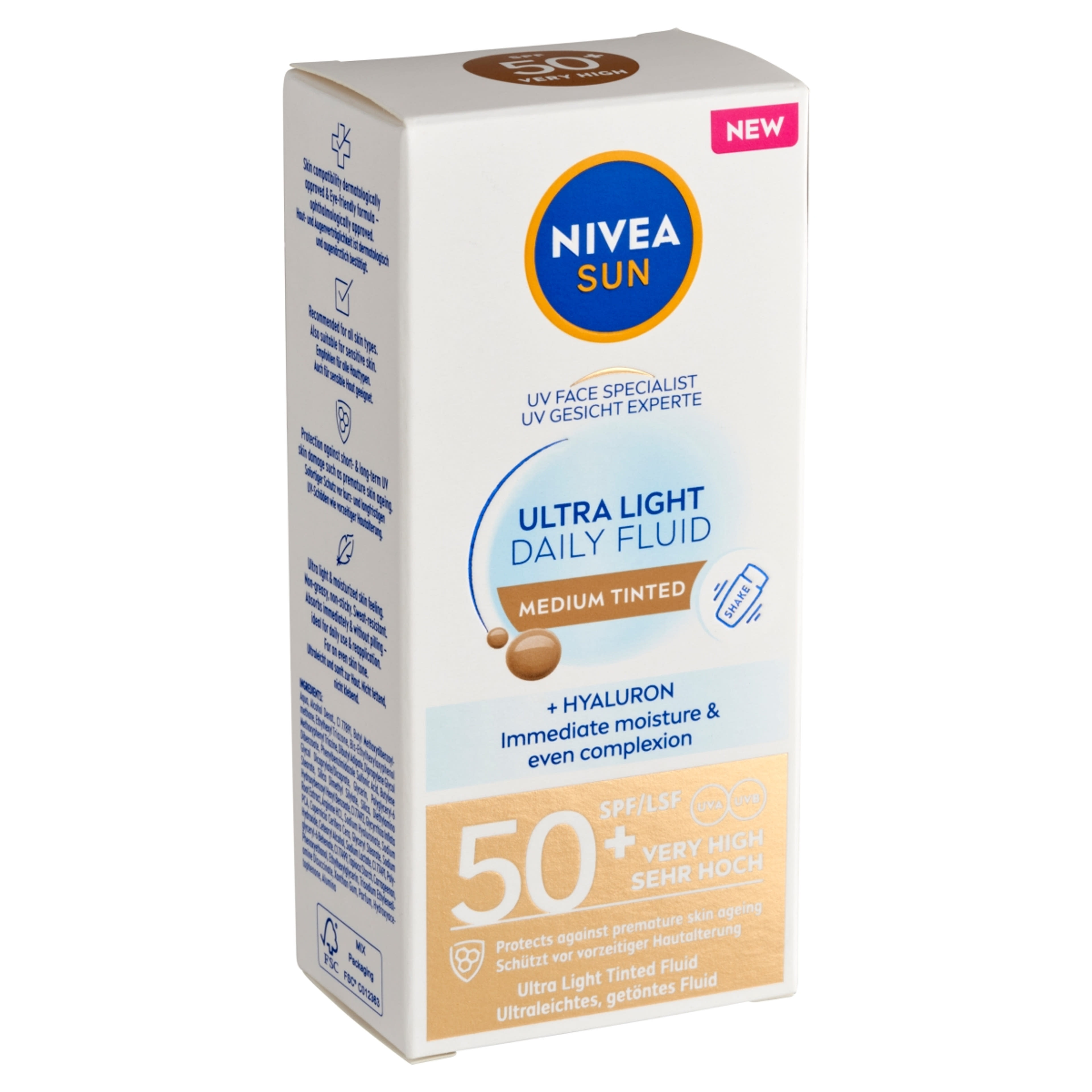 NIVEA SUN Ultra Light Daily színezett fényvédő fluid közepes árnyalat FF50+ - 40 ml-3